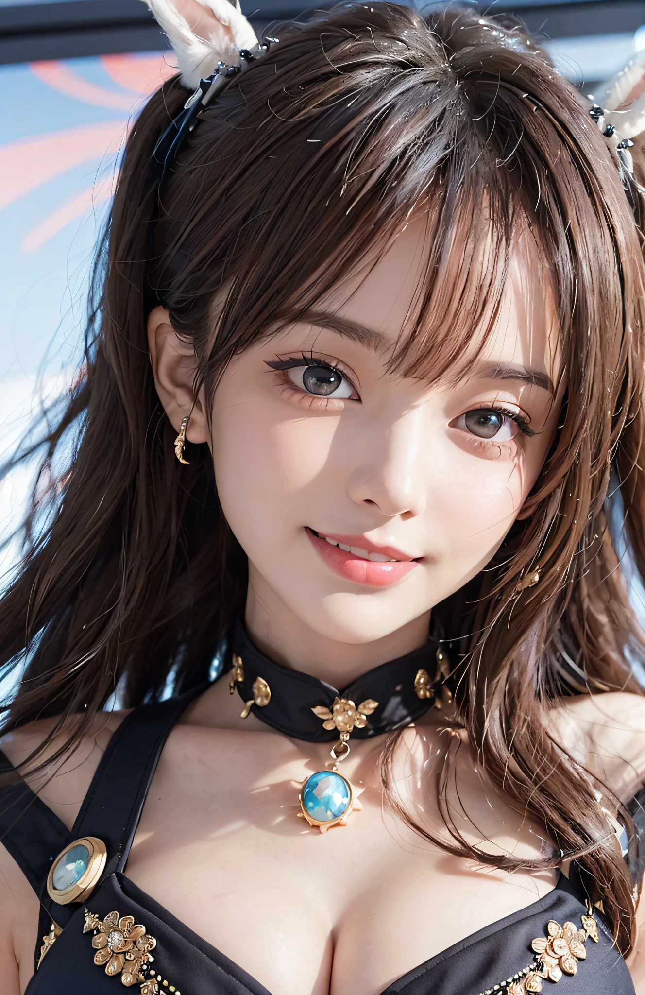 (A hyper-realistic)、(illutst)、(A high resolution)、(8K)、(richly detailed)、(Best Illustration)、(beautifully detailed eyes)、(beste-Qualit)、(ultra hyper-detailed)、(masterpiece)、(wall-paper)、(detailed faces)、独奏、a 1 girl、fullllbody、(Burst breasts:1.5)、Complex summer clothes、cleavage of the breast、Stage costumes、mini-skirts、frilld、Ren Hao、female idol、Eyes on the viewer、Detailed eyes and mouth、detailed faces、stage、lowkey、pureerosfaceace_v1、Happy smiling face、a blond、Clean bangs、Beautiful teeth alignment、Blushing cheeks、Watching from above、Looks Back、