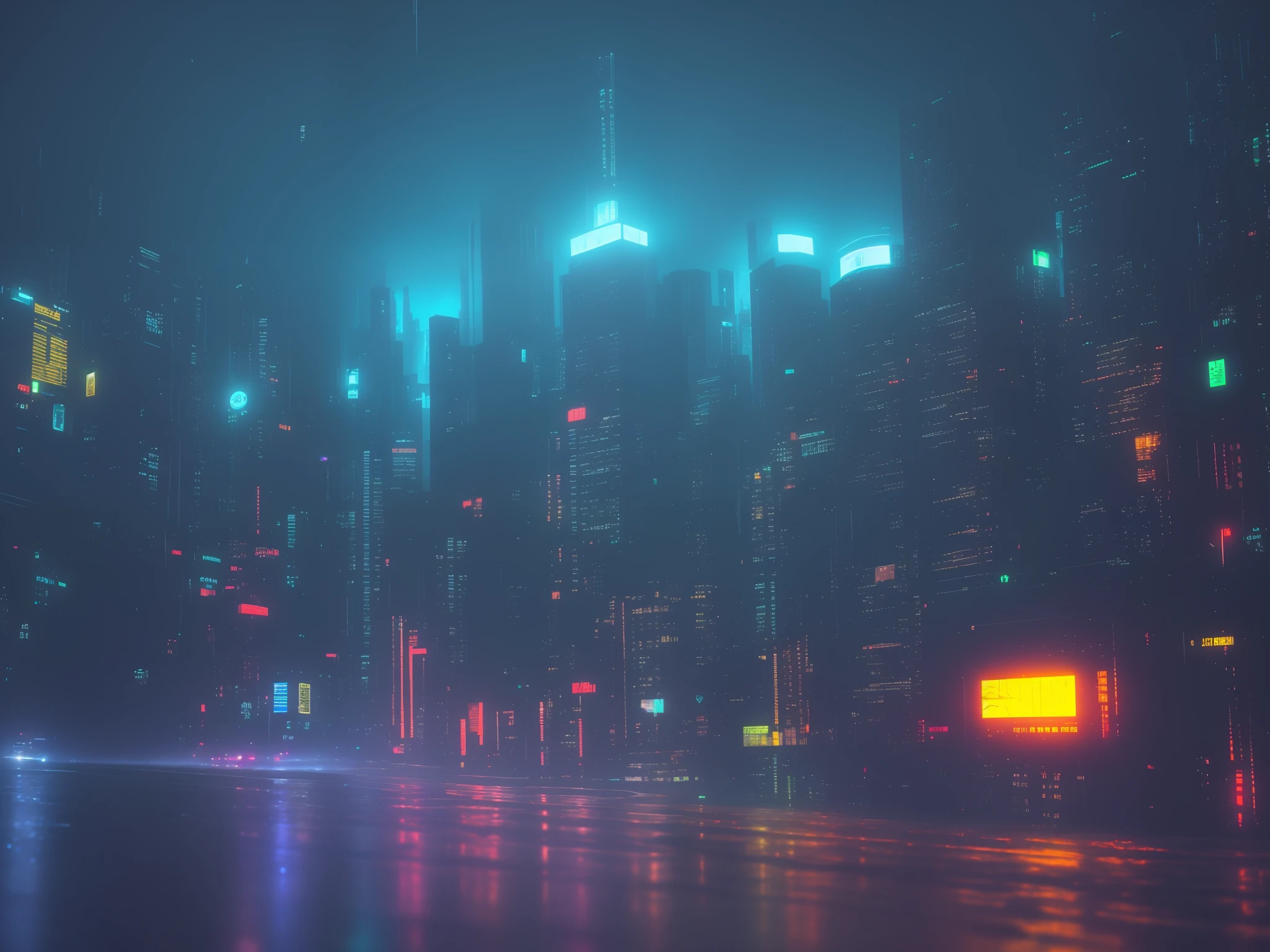 oras,nightview,neons,cyber punk style,photorealestic,The close-up view is rained,Mist