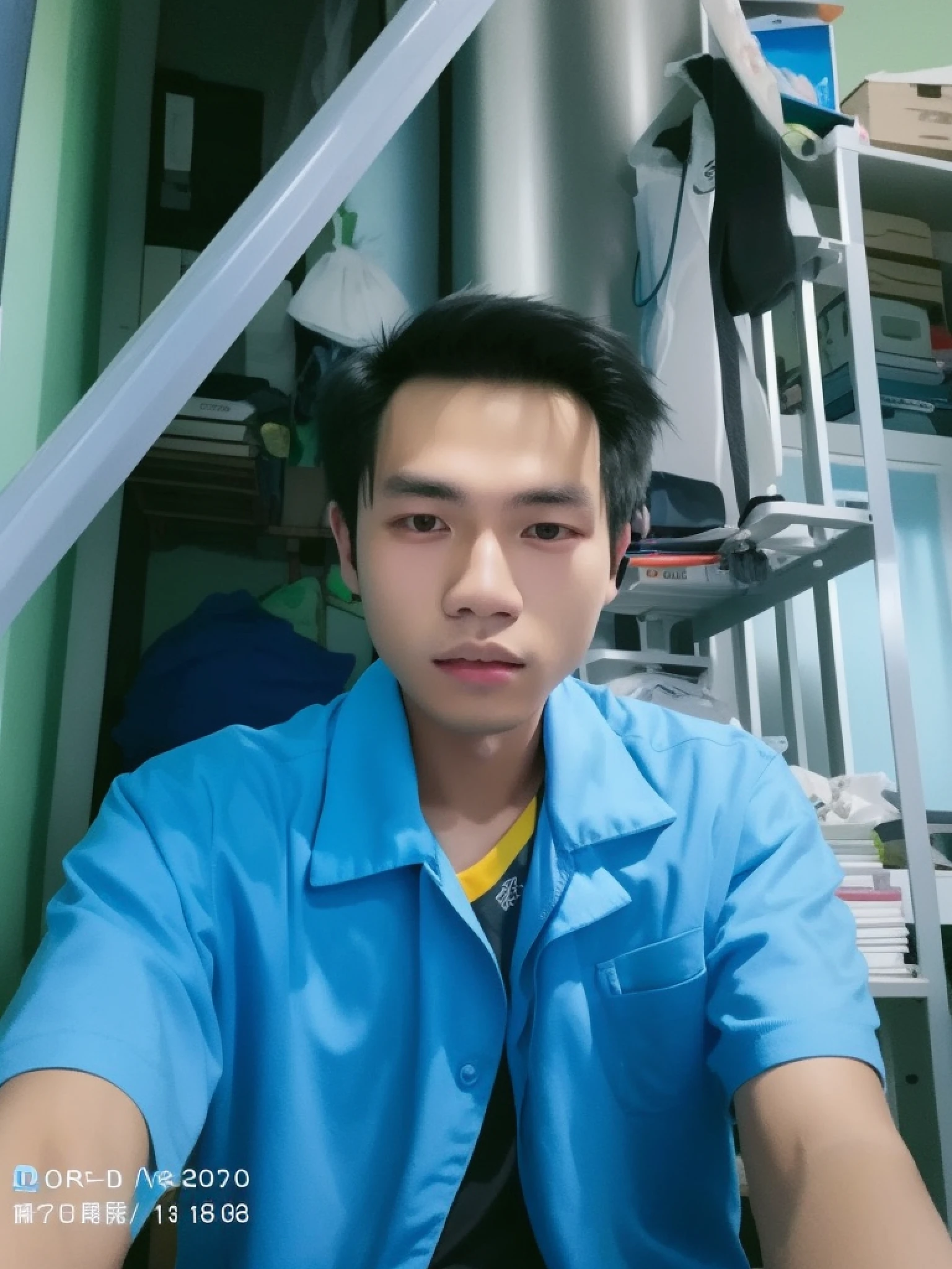 there is a man sitting in a room with a ladder, dang my linh, thawan duchanee, phuoc quan, man,18 years old man, nivanh chanthara, hoang long ly, 8k selfie photograph, he is about 18 years old, he is about 20 years old