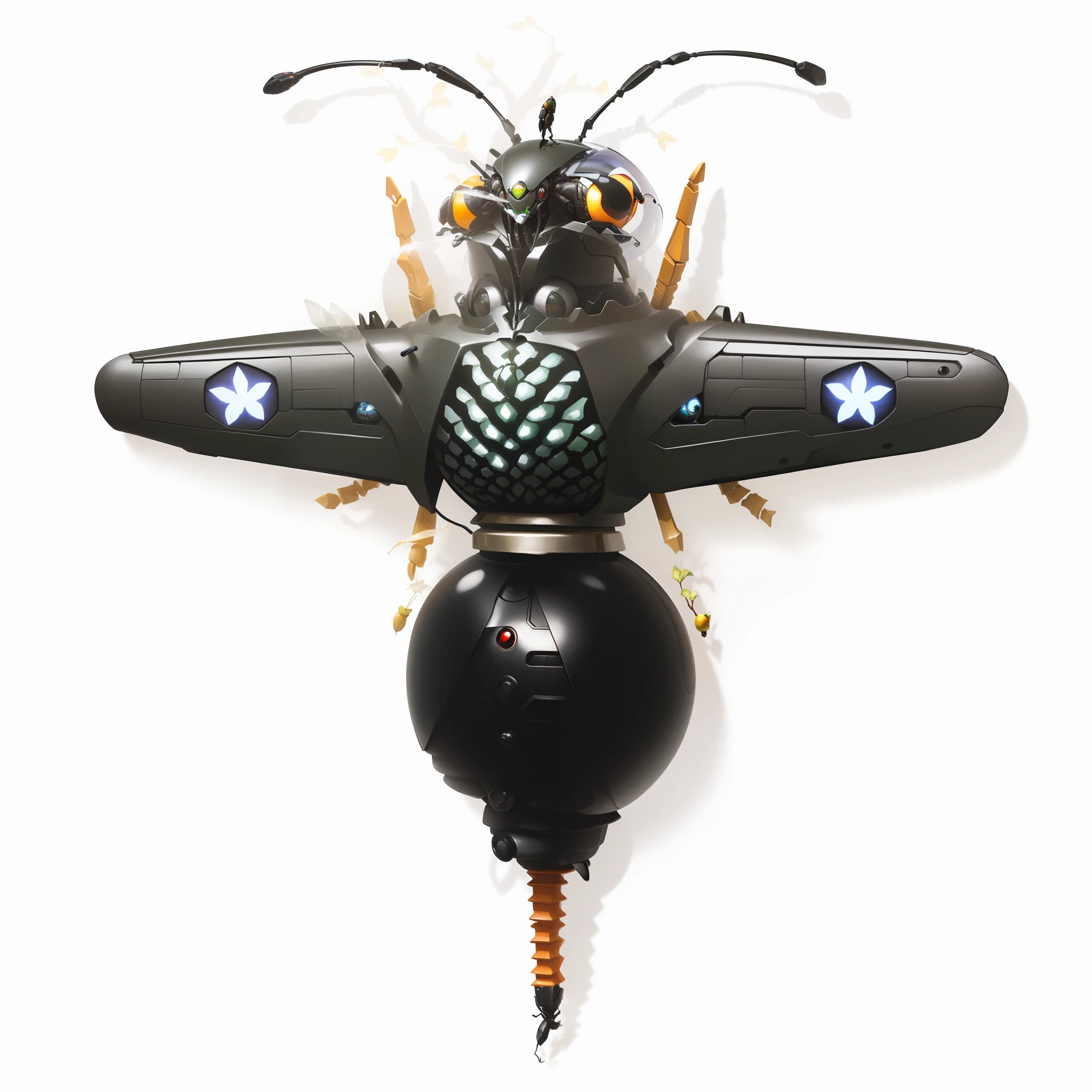 there is a figurine of a lady bug with a pear on its back, John Lennon como um besouro de veado, feito de insetos, vespa ciborgue biopunk, inseto, insectoid, 2 0 2 0, 2020, insectile forearms folded, vida de insetos dentro do corpo humano, Inspirado no besouro, friendly humanoid insect robot, Naoto Hattori