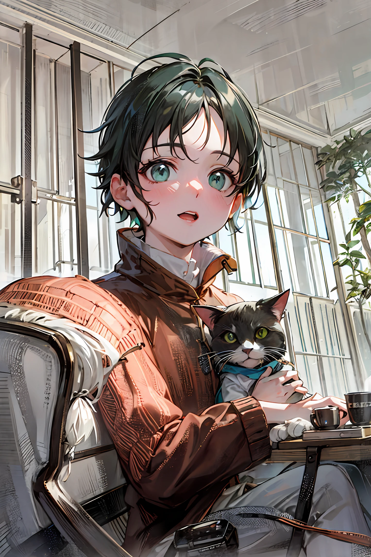 The cat is holding the fish