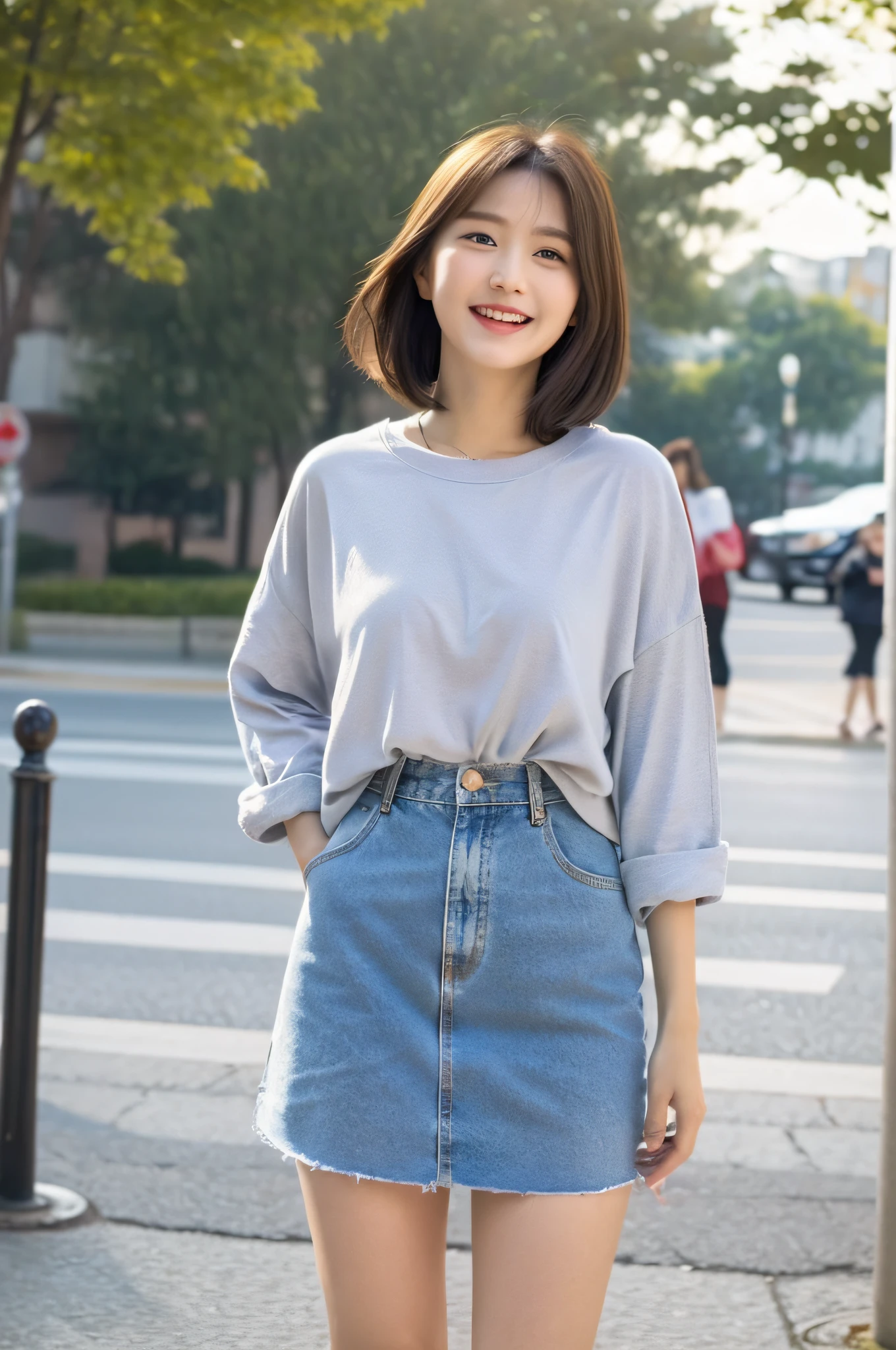 ((best quailty, 8K, tmasterpiece:1.3)), focal point:1.2, perfect figure beautiful woman:1.4, Cocked buttocks:1.2, ((Hairstyle Random, 鎖骨:1.2)), (short skirt:1.1) , (Rain, street:1.3), Highly detailed facial and skin texture, detailed eye, 双眼皮,Whiten skin,length hair,ssmile,the Long legs:1.5,fullllbody:1.5,Optimal proportions,face laughing,Facial texture:1.3,sun beam,夏天,鎖骨,Beautiful eyes,Real face,authentic skin,photorealiscic face,Realistic skin,Detailed eyes,detailedfacialfeatures, detailed clothes features,detailed face with,,tight-fitting,tight-fitting,Pure girly outfit:1.4,park in background:1.5