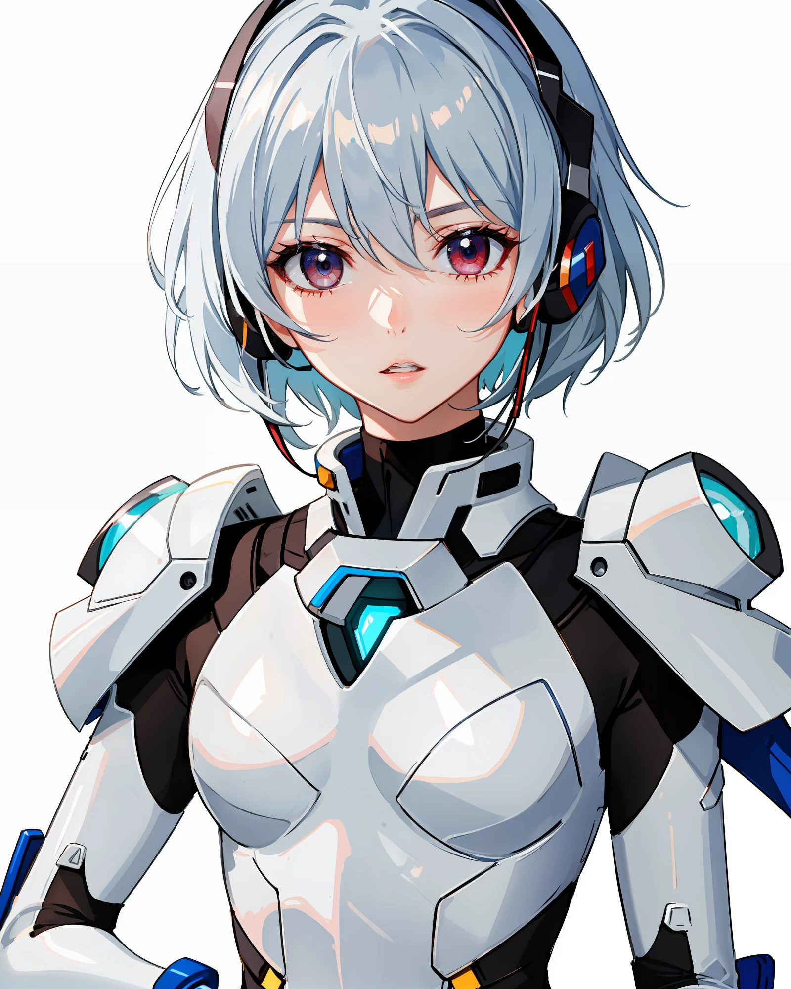 best quality,highly detailed,masterpiece,ultra-detailed,solo,1girl,(white background:1.5),(Delicate eyes),1girl, plugsuit, ayanami_rei, bodysuit, white_bodysuit, red_eyes, solo, simple_background, white_background, pilot_suit, short_hair, blue_hair, bangs, interface_headset, turtleneck, hair_between_eyes, skinny, parted_lips, looking_at_viewer, small_breasts, upper_body
