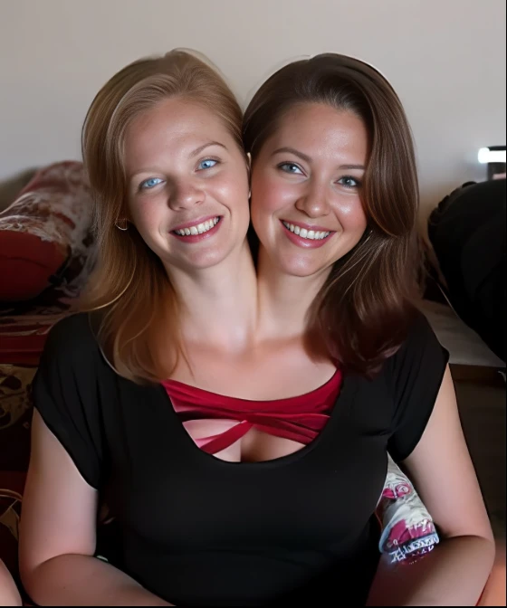 2heads, two headed girl, (one torso:1.5), pale skin, (redhead:1.4), (young:1.4), white girls, (two heads on one body:1.4), conjoined twins, heads side by side, one torso, uncomfortable, barefoot
