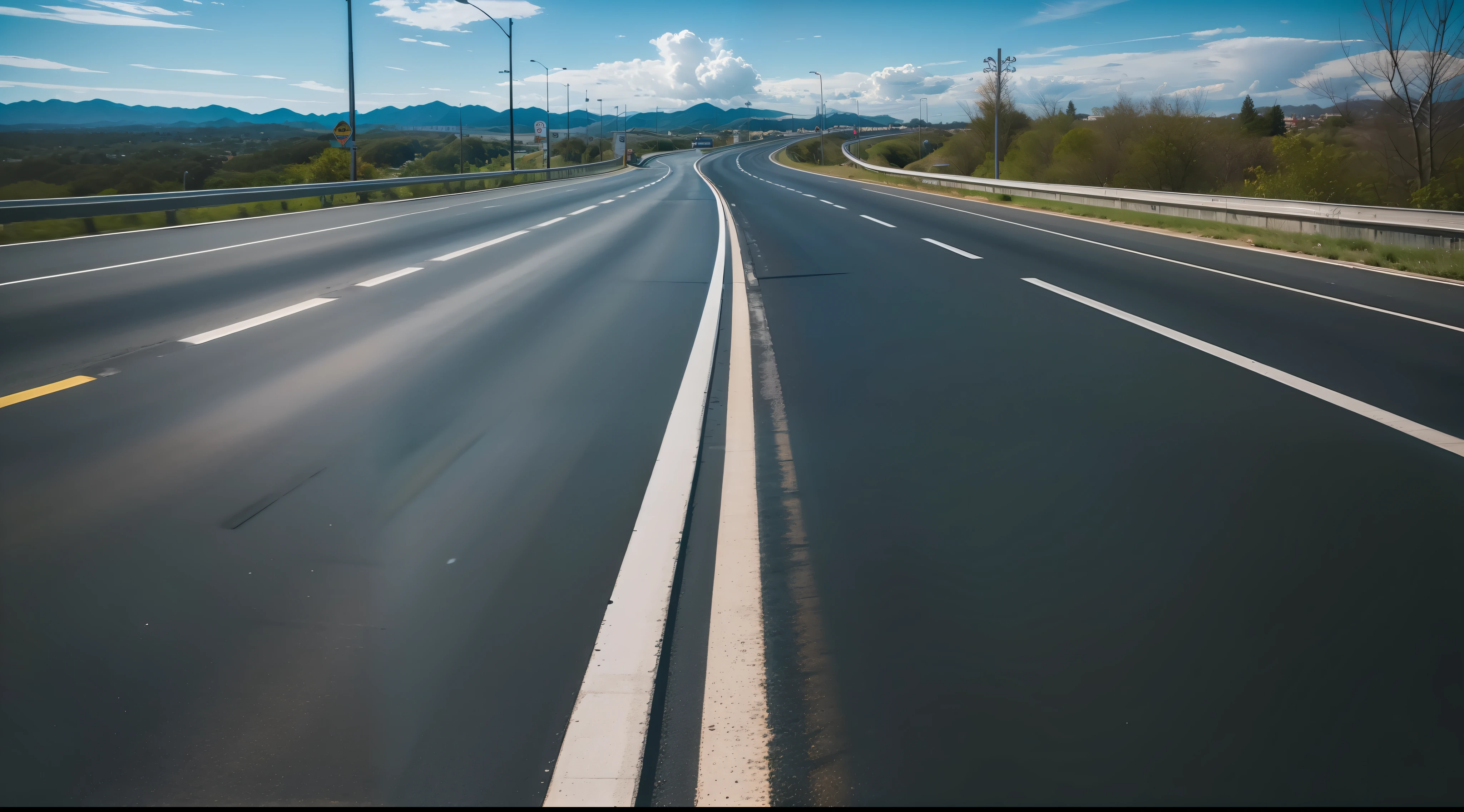 Future city scenic highway,Asphalt pavement,A close-up of a highway,Live photos,8K,Kodak,shutter inventory