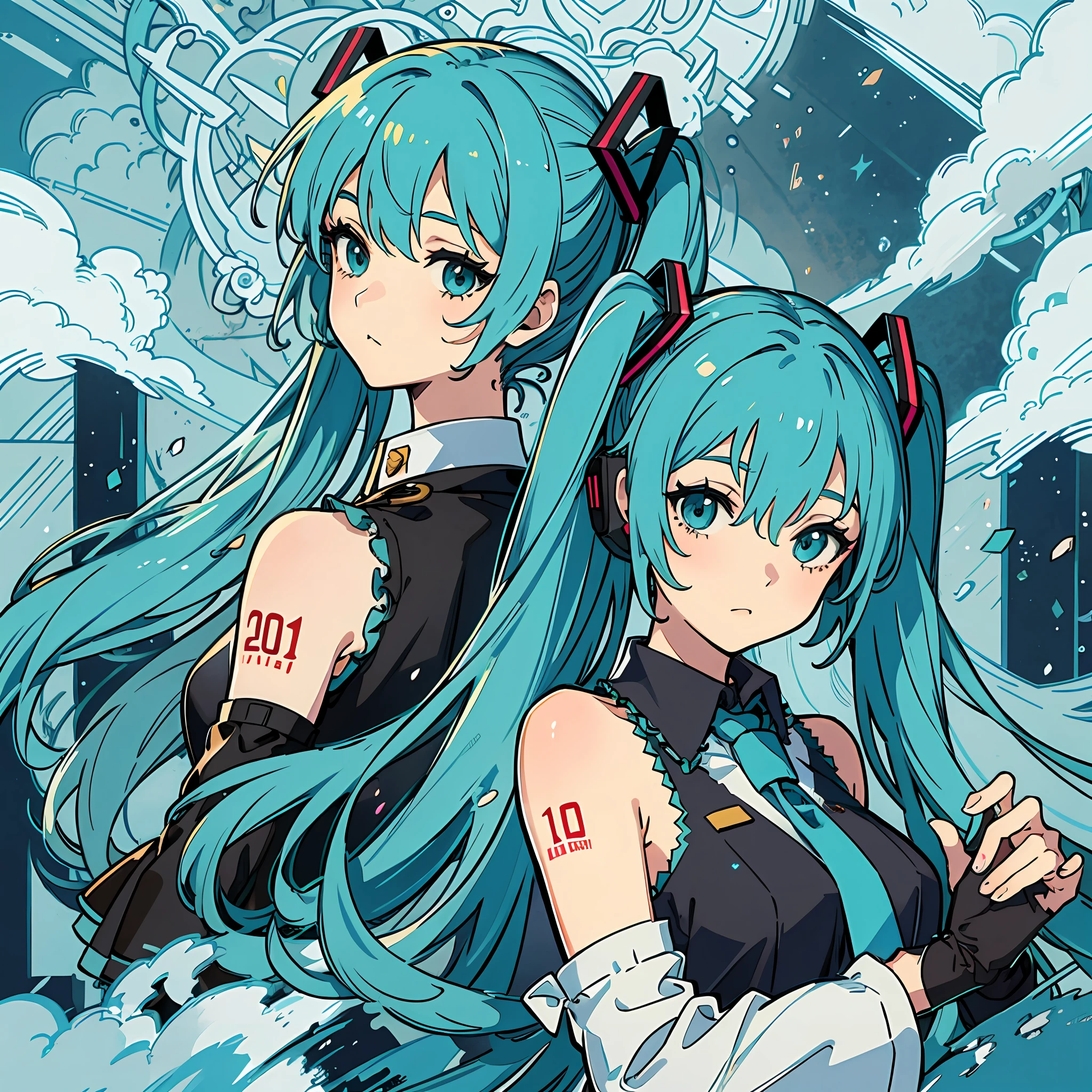 2girls，On the left is Hatsune Miku，On the right is Ganyu