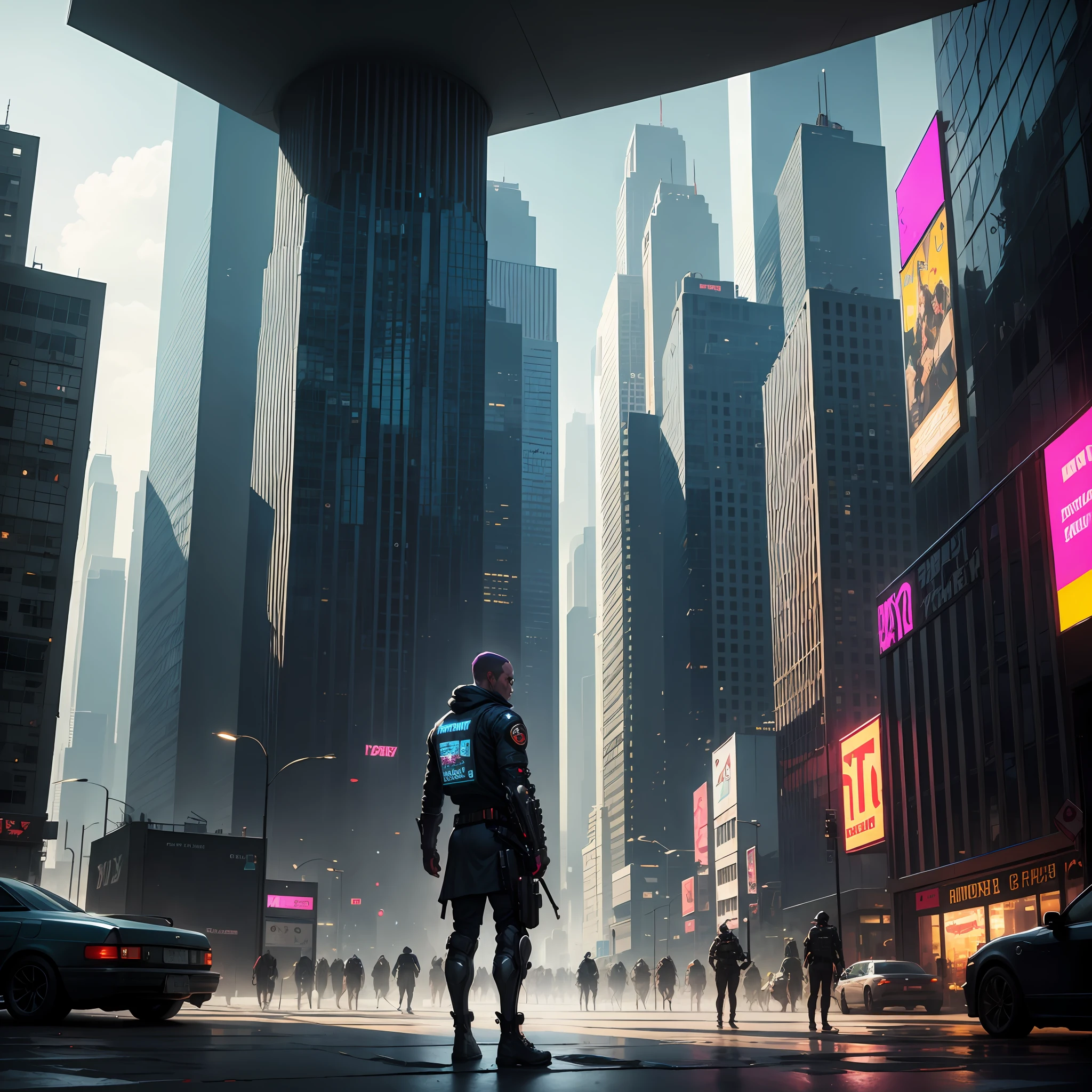 Cyberpunk City civil unrest --auto