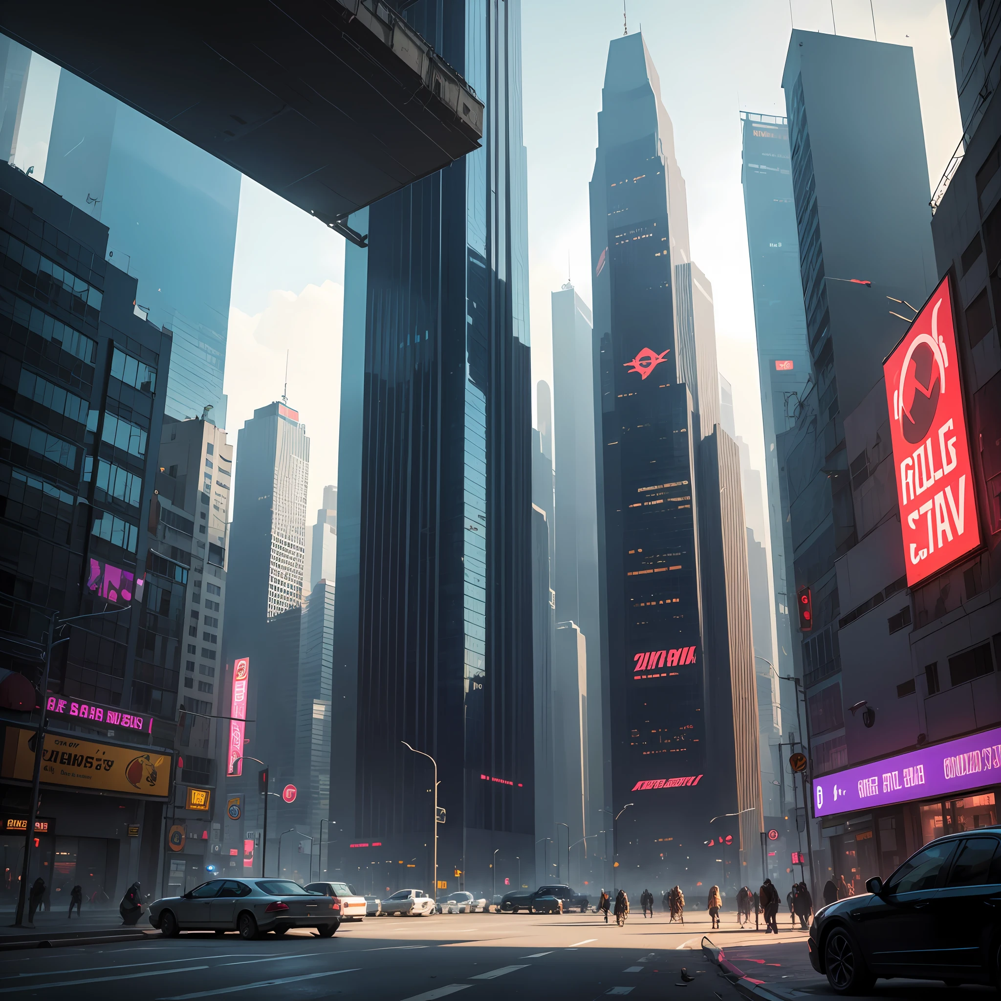 Cyberpunk City civil unrest --auto