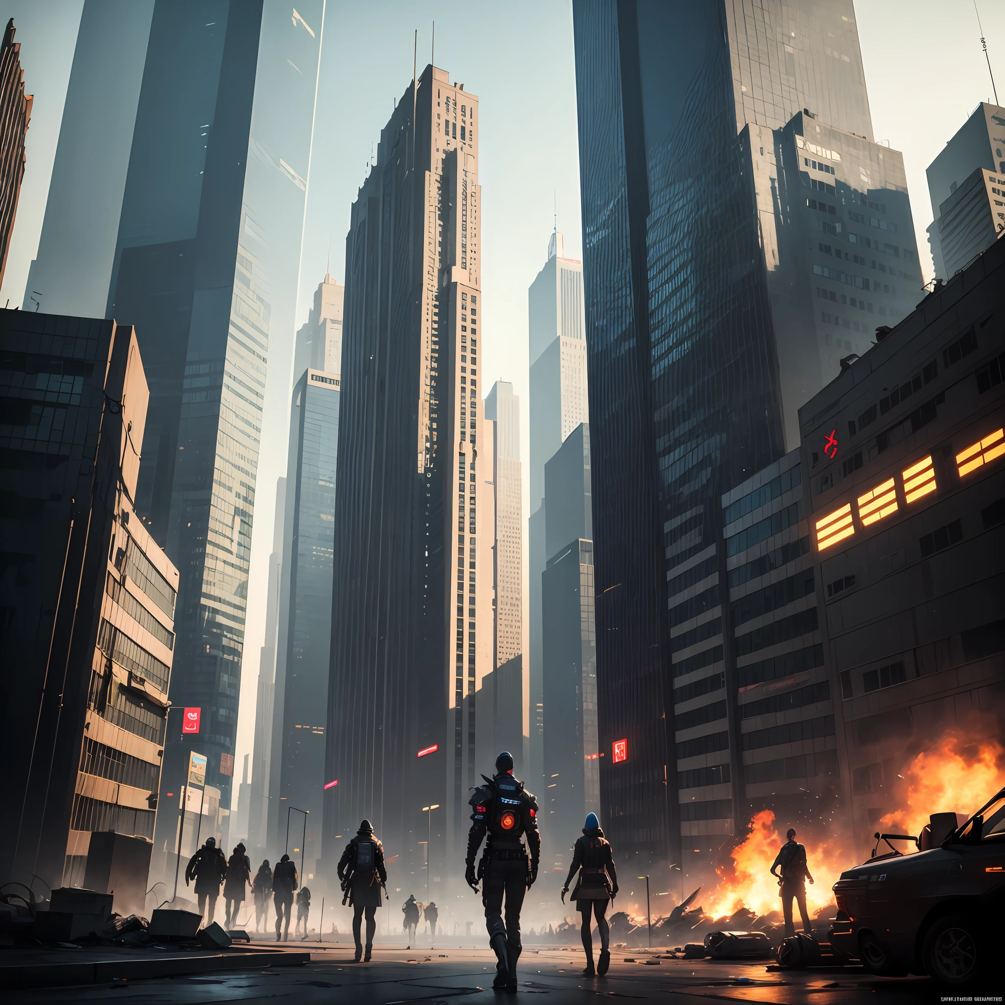 Cyberpunk City civil unrest --auto