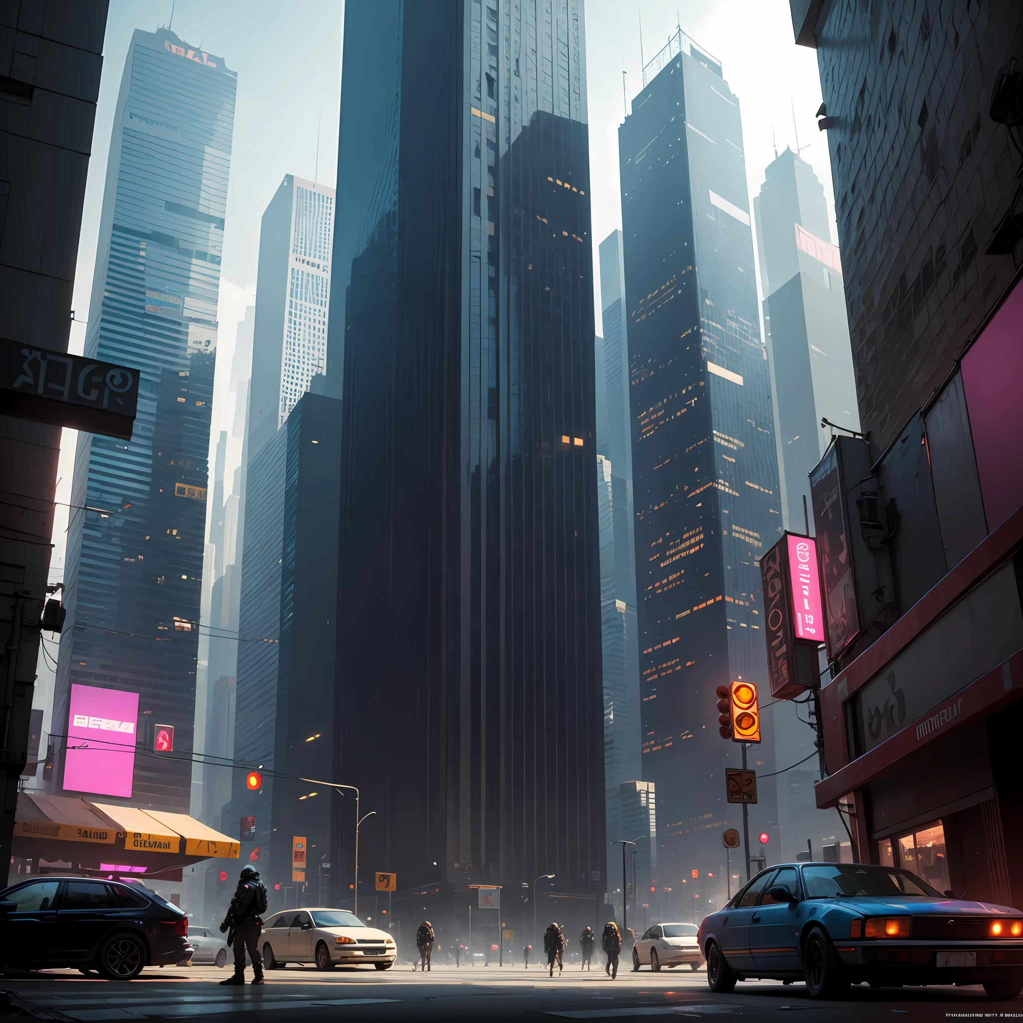 Cyberpunk City civil unrest --auto