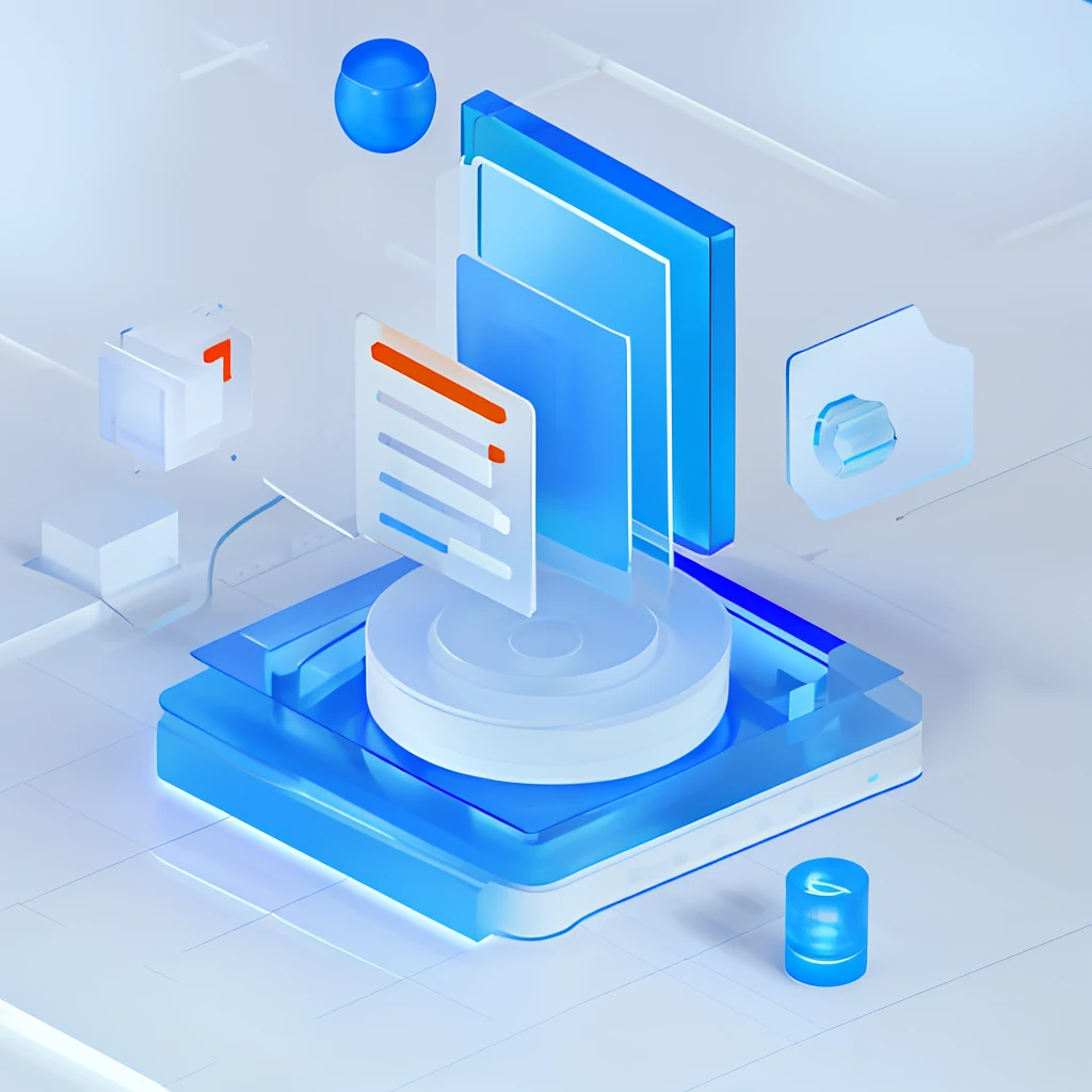 ((book icon)), pictogram, Best quality, Many details, 4K, blender, rendering by octane, C4D, transparent glass texture, DDicon, Blue|Orange, Frosted glass, transparent technology sense, industrial design, White background, Studio lighting, Sunshine, Flat, minimal, quasi-object, 轴对称, data, cylinder, File,