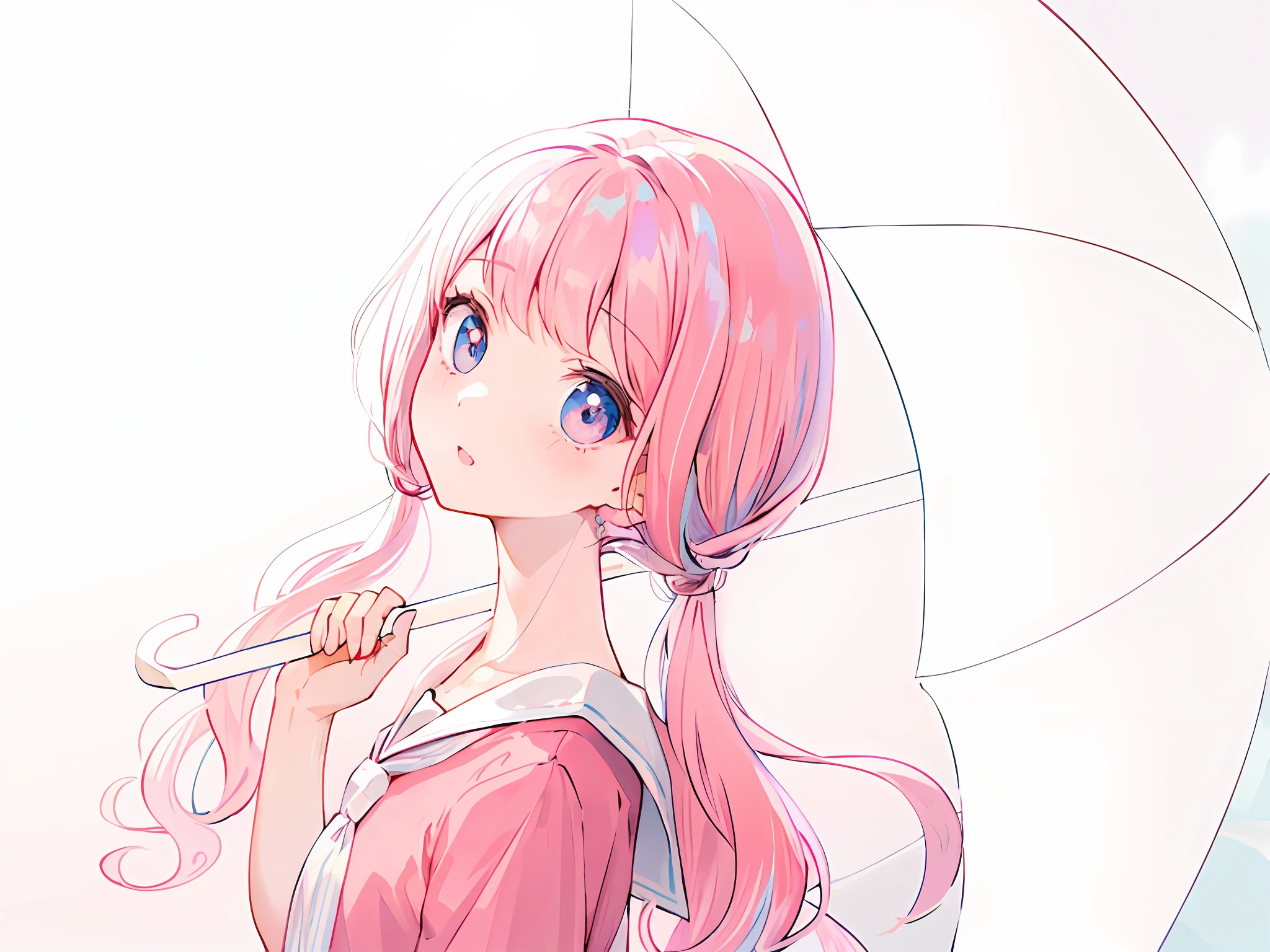 pink hair color, high quality, anime girl, school uniform, outdoor, park,