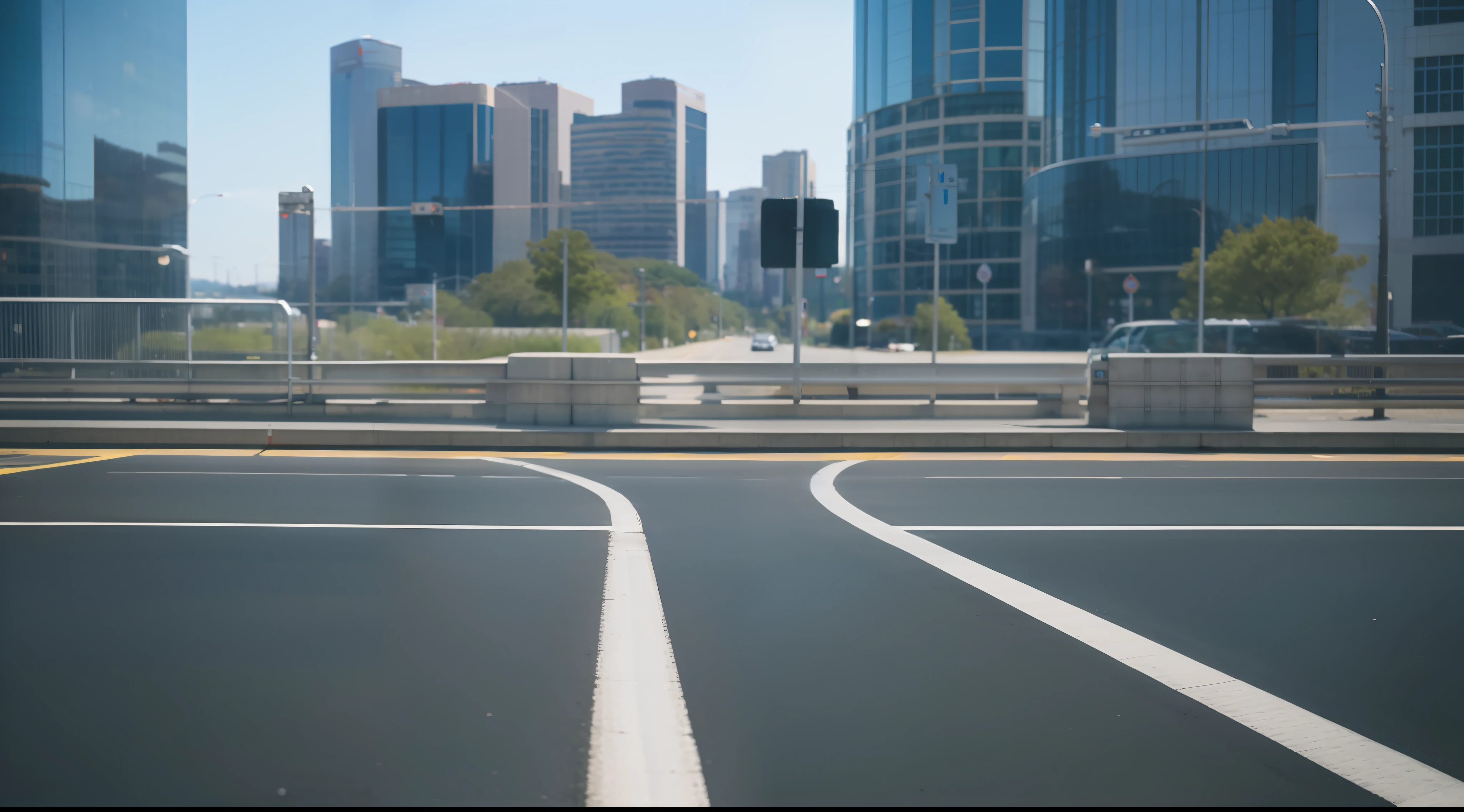 Future city scenic highway，Asphalt pavement，A close-up of a highway，Live photos，8K，Kodak，shutter inventory