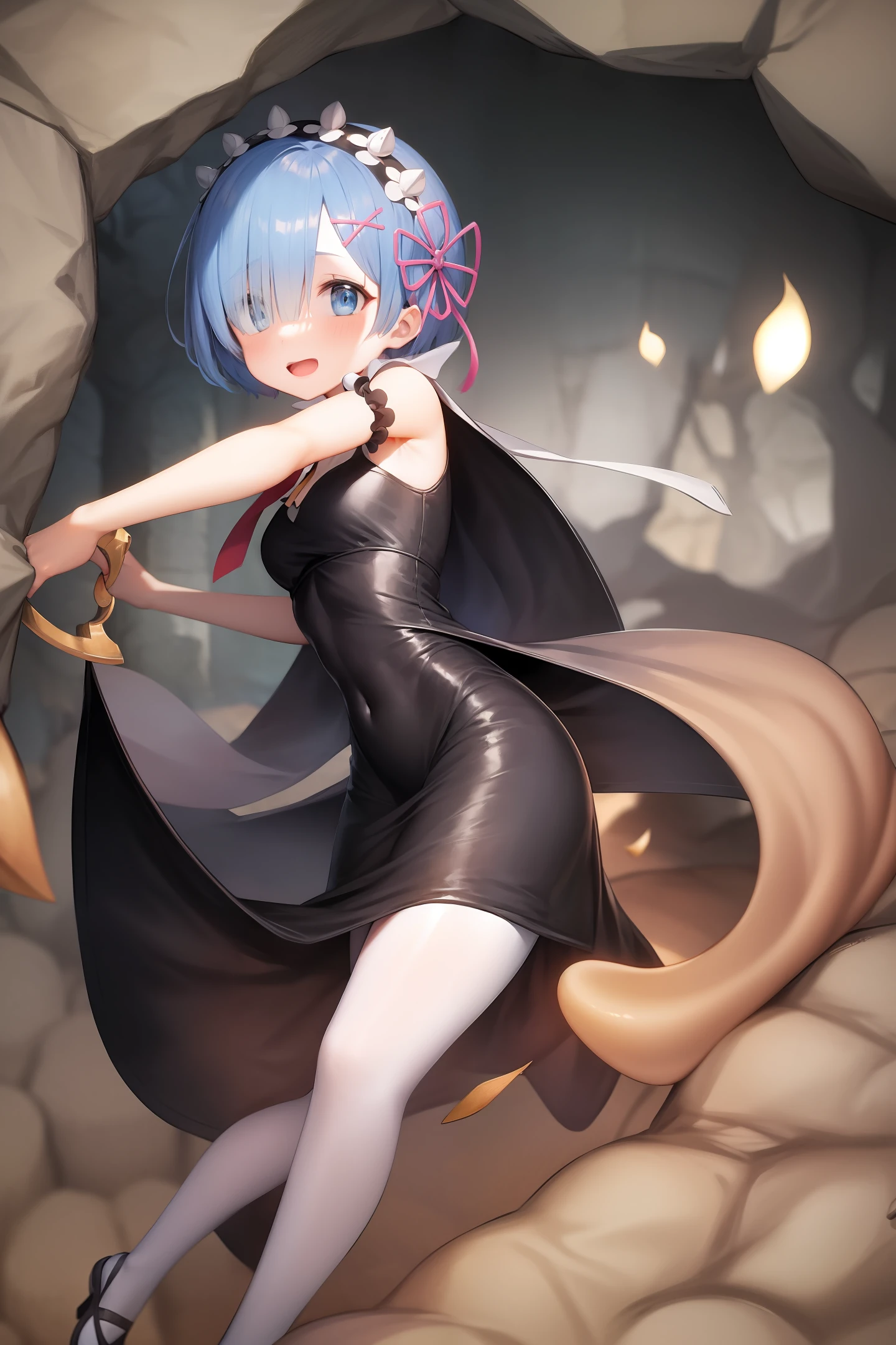Rem is trapped in a cave by Ram