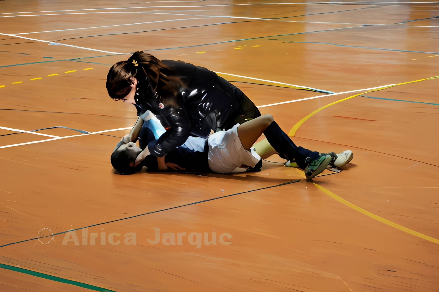 theatralic first-aid-drama, an outdoor scene in a town in the background, injury scene, a man has fallen and is lying injured on the ground, a girl is attending to the injured man on the ground, there is a beautiful and attractive girl kneeling in the grass close to a lying male soccer player, beautiful and attractive girl in a very high shine down coat, beautiful and attractive girl is giving treatment to a wounded man in a street, accident, first aid, help to a wounded man, first aid for an injured male, an injured man on the ground in matte jeans and cotton shirt, a man in jeans and shirt is lying on the ground wearing in intense pain, there is an injured man lying in pain on the ground and covering his agonised and suffering face with his hands, beautiful and attractive girl is giving a massage to an injured man who is lying in pain on the ground, beautiful and attractive girl is wearing very shiny waterproof clothes, dramatic action scene, hyperrealistic, photorealistic, photo, ultra realistic, theatralic pity pose, celebrating first aid, beautiful and attractive girl is looking very concerned and sad, beautiful and attractive girl has tears in her eyes, beautiful and attractive girl is shouting out angry