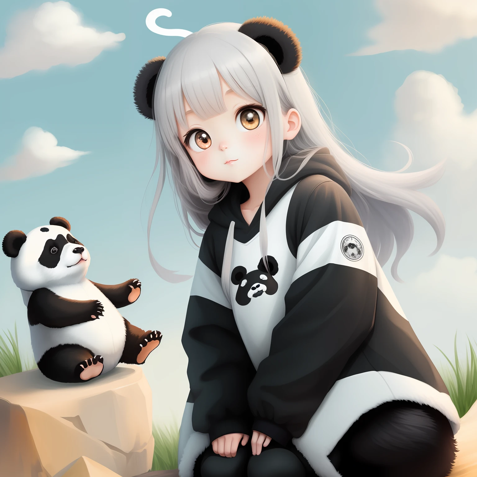 cute angel panda