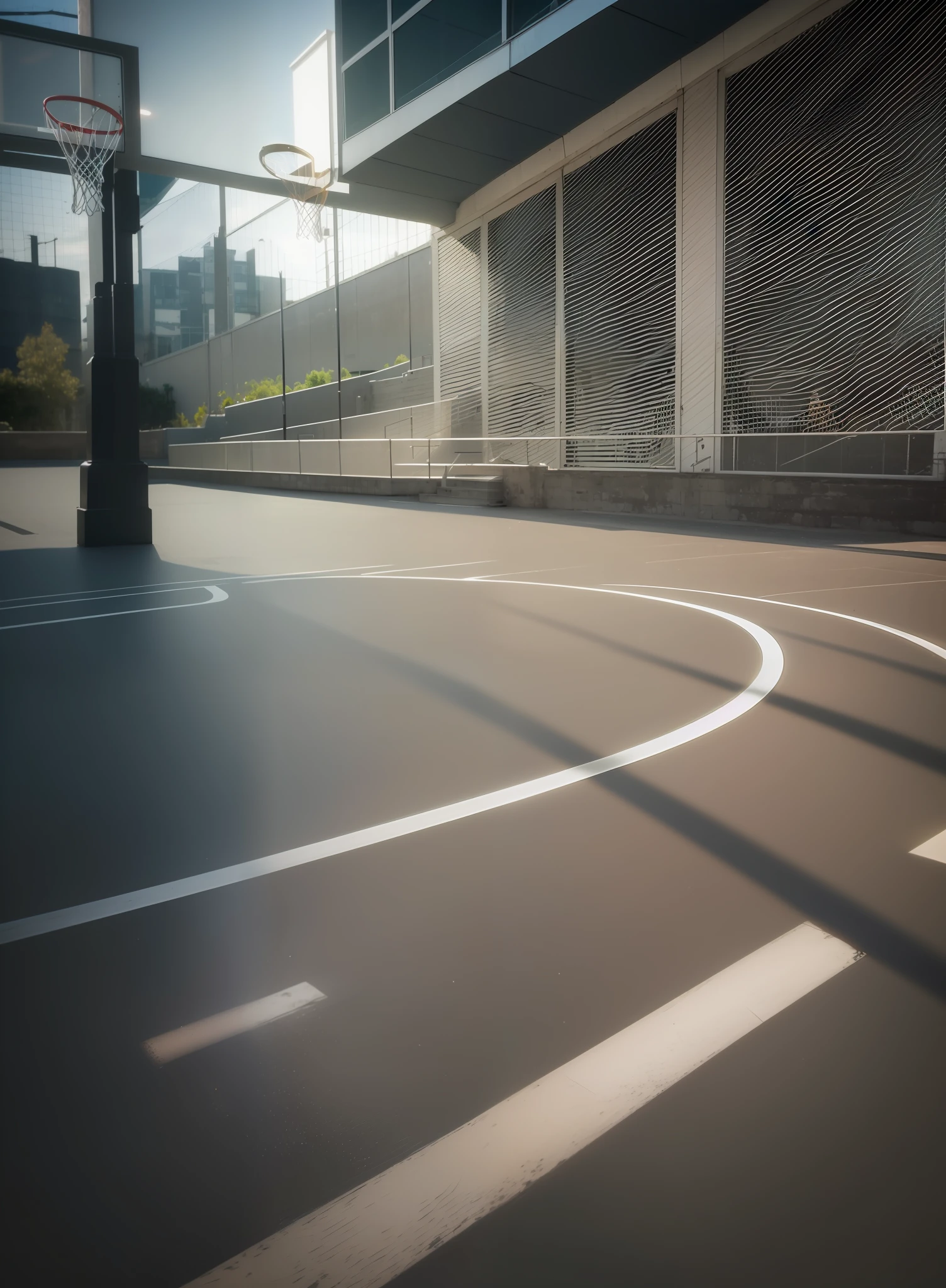 (8k, highest quality, masterpiece: 1.2), (realistic, photorealistic: 1.37), ultra detail, top quality, ultra high resolution, professional lighting, photon mapping, radiosity, physically based rendering, cinematic lighting, basketball court, depth of field, focusing, sun rays, good composition, (bokeh: 1.2), 1 girl, (full body), ( Mouth Closed), Beautiful Eyes,Pose,Constricted,Black Hair,Unkempt Hair,Long Hair Fluttering in the Wind,(ulzzang-6500:1.2) mix4, hiqcgbody
