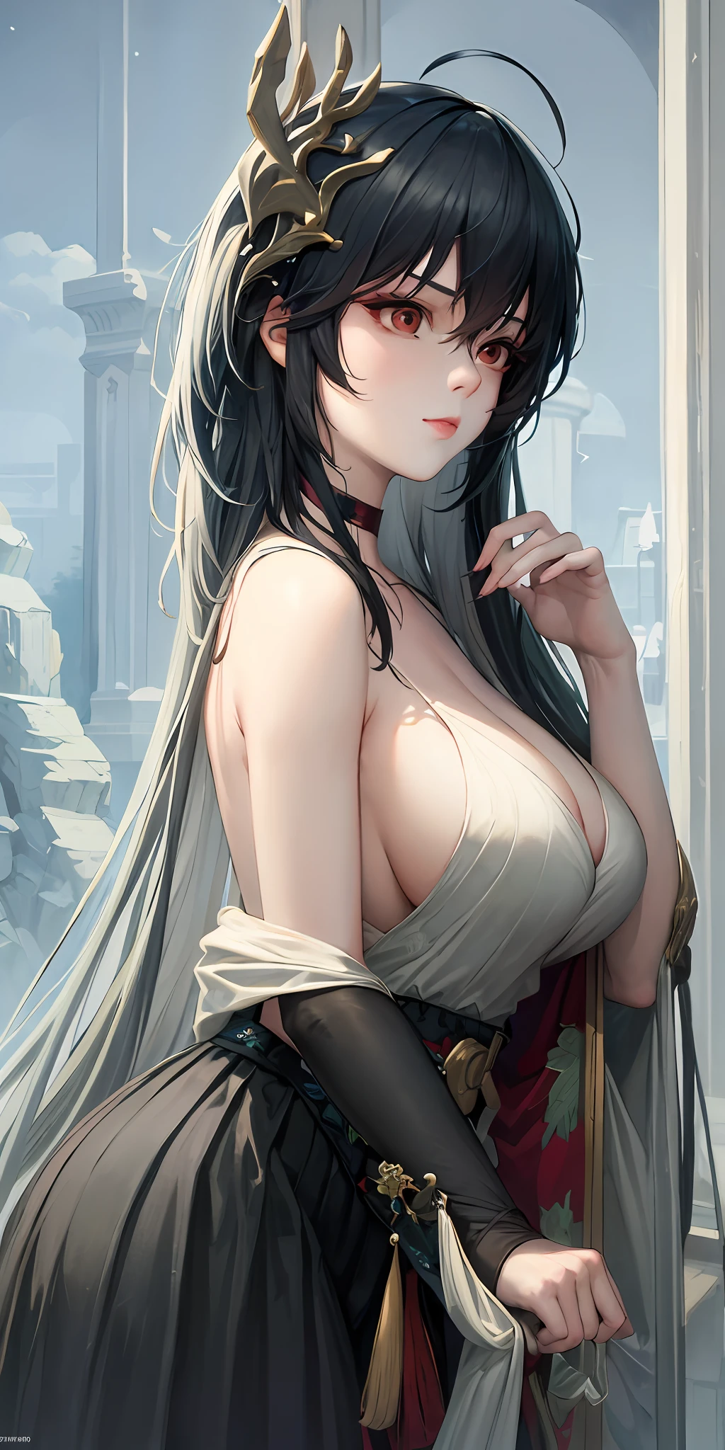 a close up of a woman with white hair and a white mask, beautiful character painting, guweiz, artwork in the style of guweiz, white haired deity, by Yang J, epic exquisite character art, stunning character art, by Fan Qi, by Wuzhun Shifan, guweiz on pixiv artstation