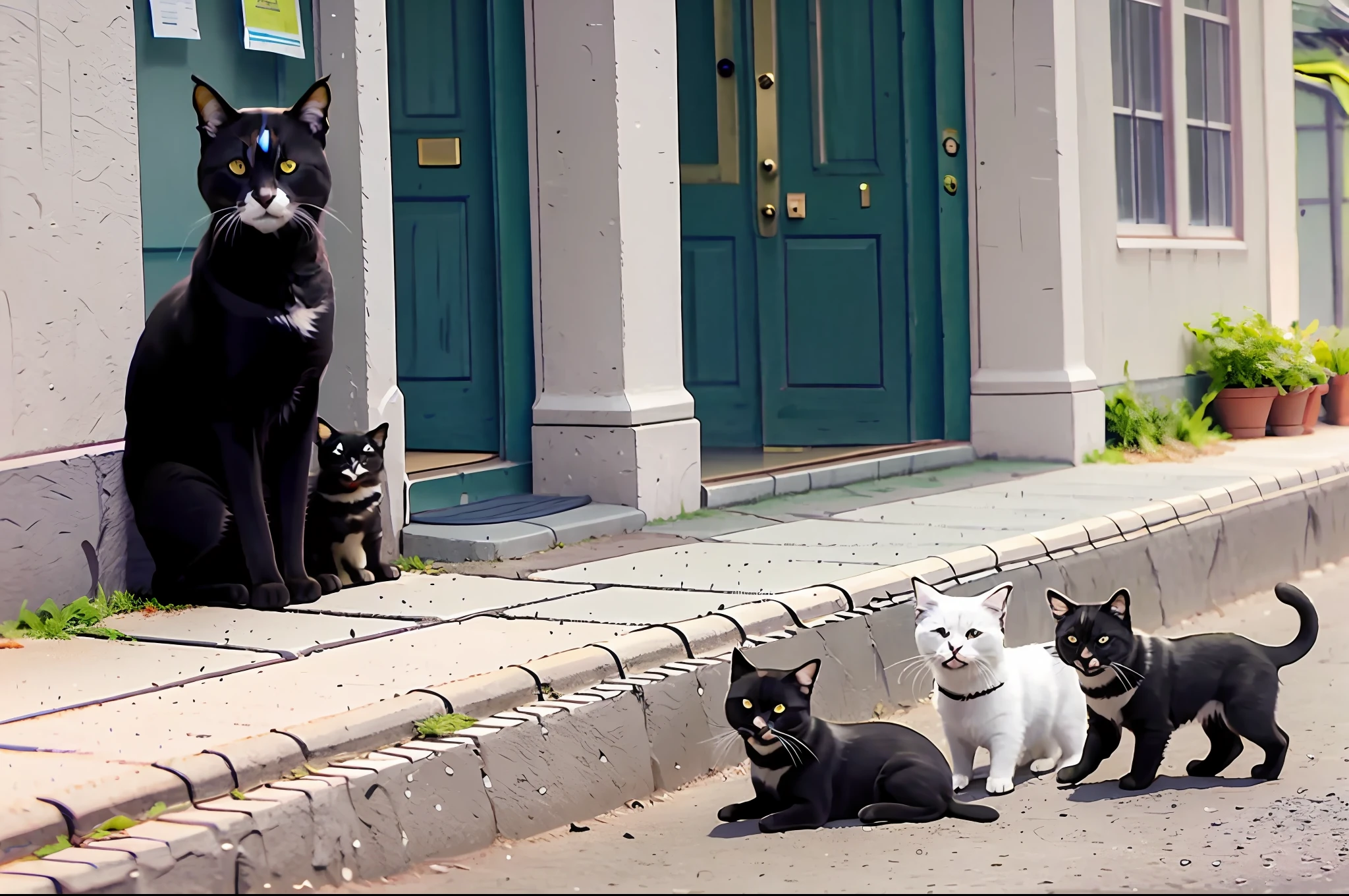 The cat on the street gathered around a basin of tears