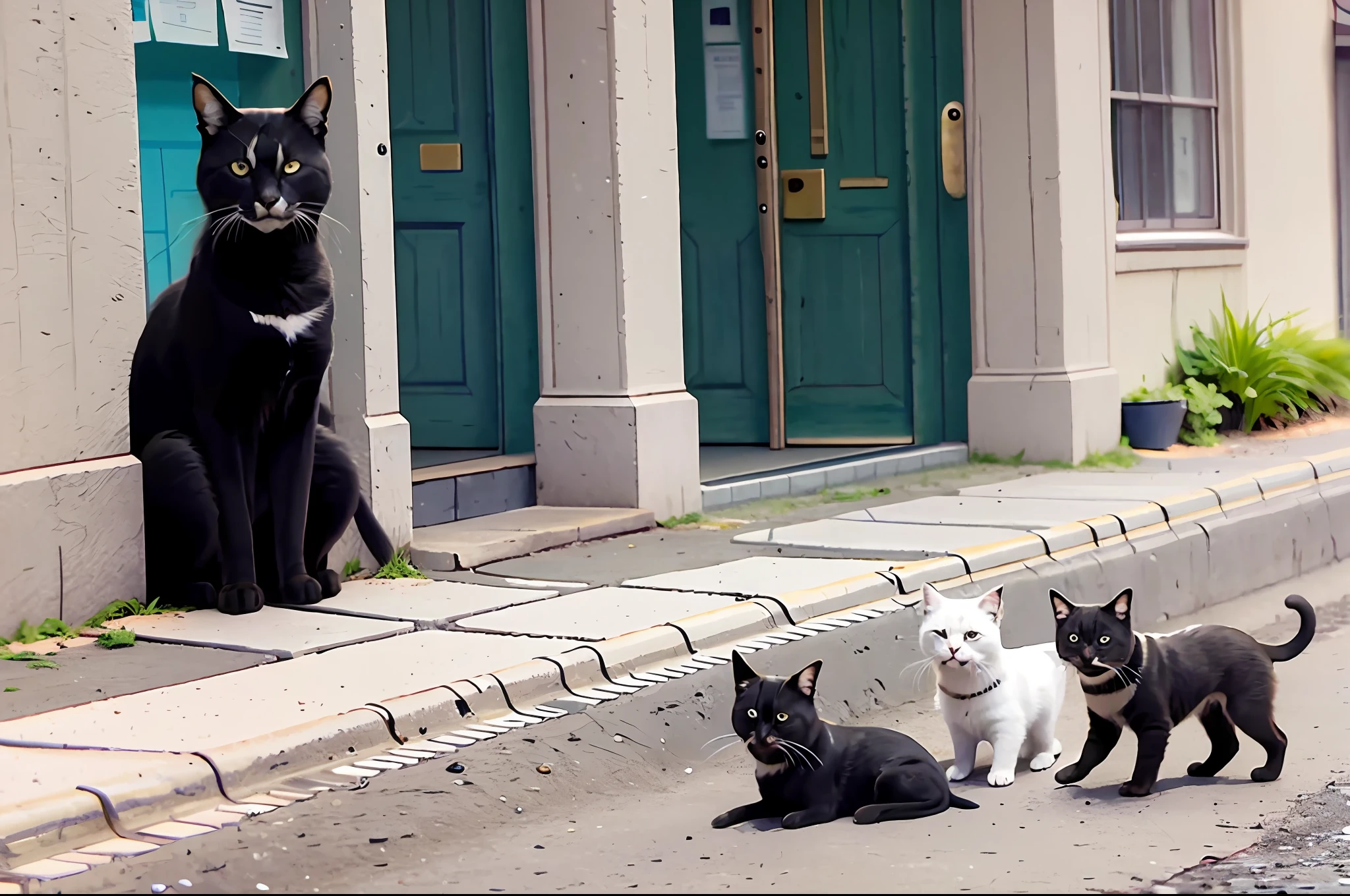 The cat on the street gathered around a basin of tears