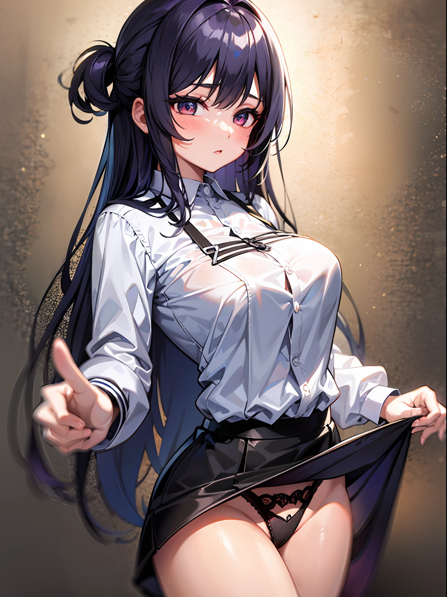 1girl, clothes lifting, lifted by another, skirt lifting, masterpiece, best quality, ultra-detailed.