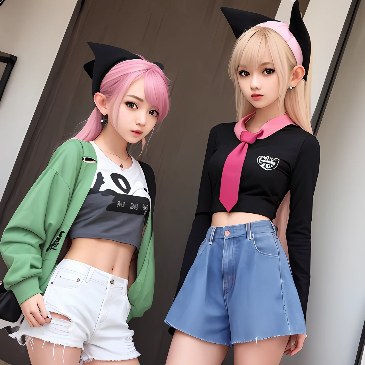 jk, girls,Elf ears,Black long straight