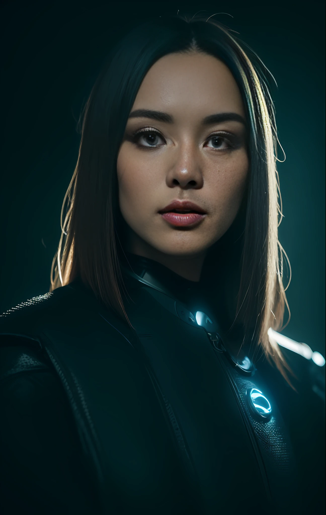 a beautiful woman cyborg warrior in the Style-RustMagic, cyberpunk augmentation, cyberware, cyborg, carbon fiber, chrome, implants, metal skull, cyber plate armor, (dark atmosphere:1.2), (fog & smoke), (dark night:1.3), scars, (dark medium length disheveled hair:1.1), (eyeshadow:1.1), (beautifully detailed glow:1.2), (Cinematic lighting), intricate detail, highres, rounded eyes, detailed  features, sharp focus, smooth, aesthetic, detailed dark industrial factory background, stylish pose, dynamic pose, (dramapaint), (opt-6000:0.9), masked