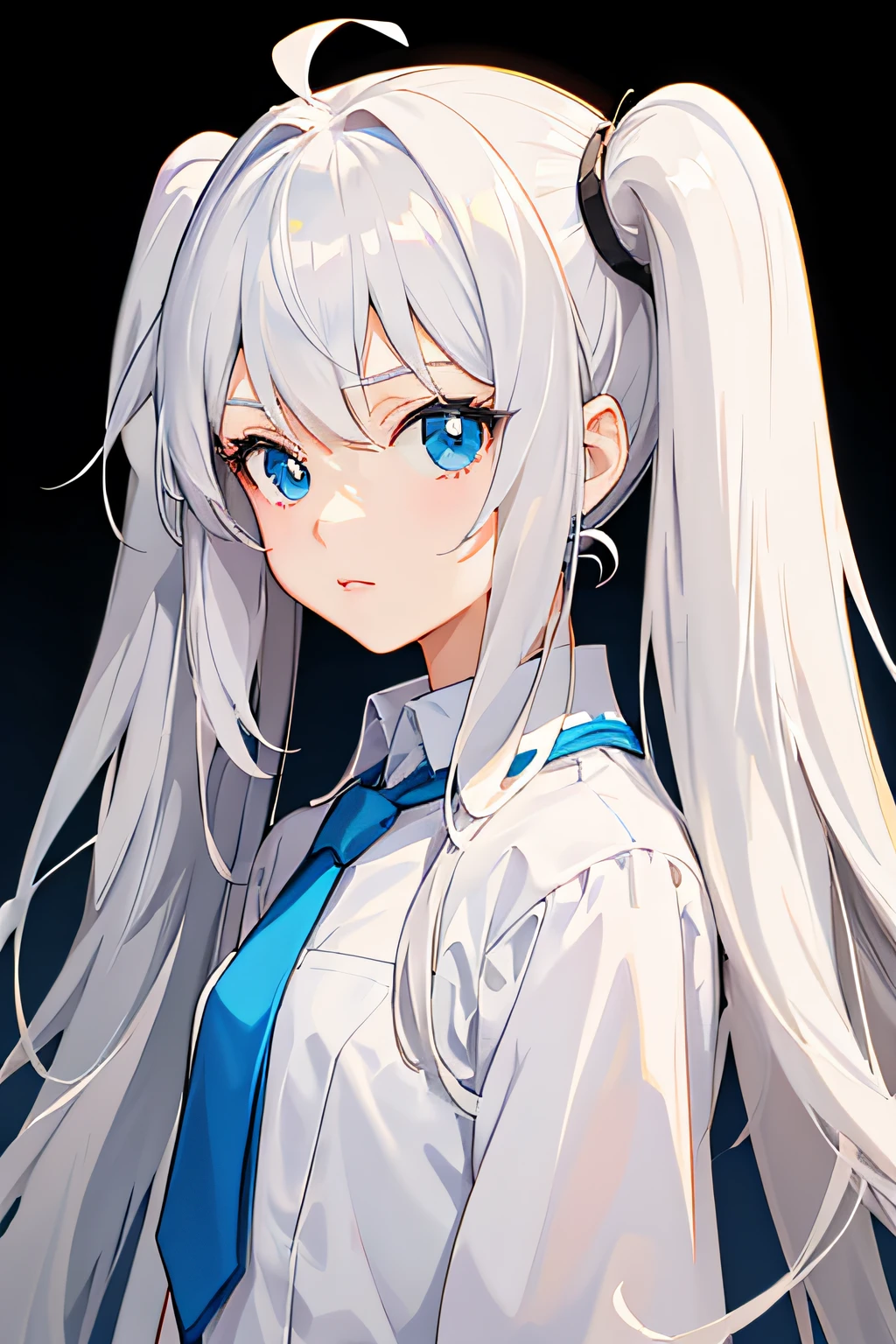 anime girl with long white hair and blue tie, Girl with white hair, Perfect white haired girl, anime visual of a cute girl, white haired Cangcang, portrait anime girl, anime moe art style, Portrait of an anime girl, up of young anime girl, White-haired, Anime character art, High Quality Anime Art Style, portrait of an anime girl, anime character portrait --auto