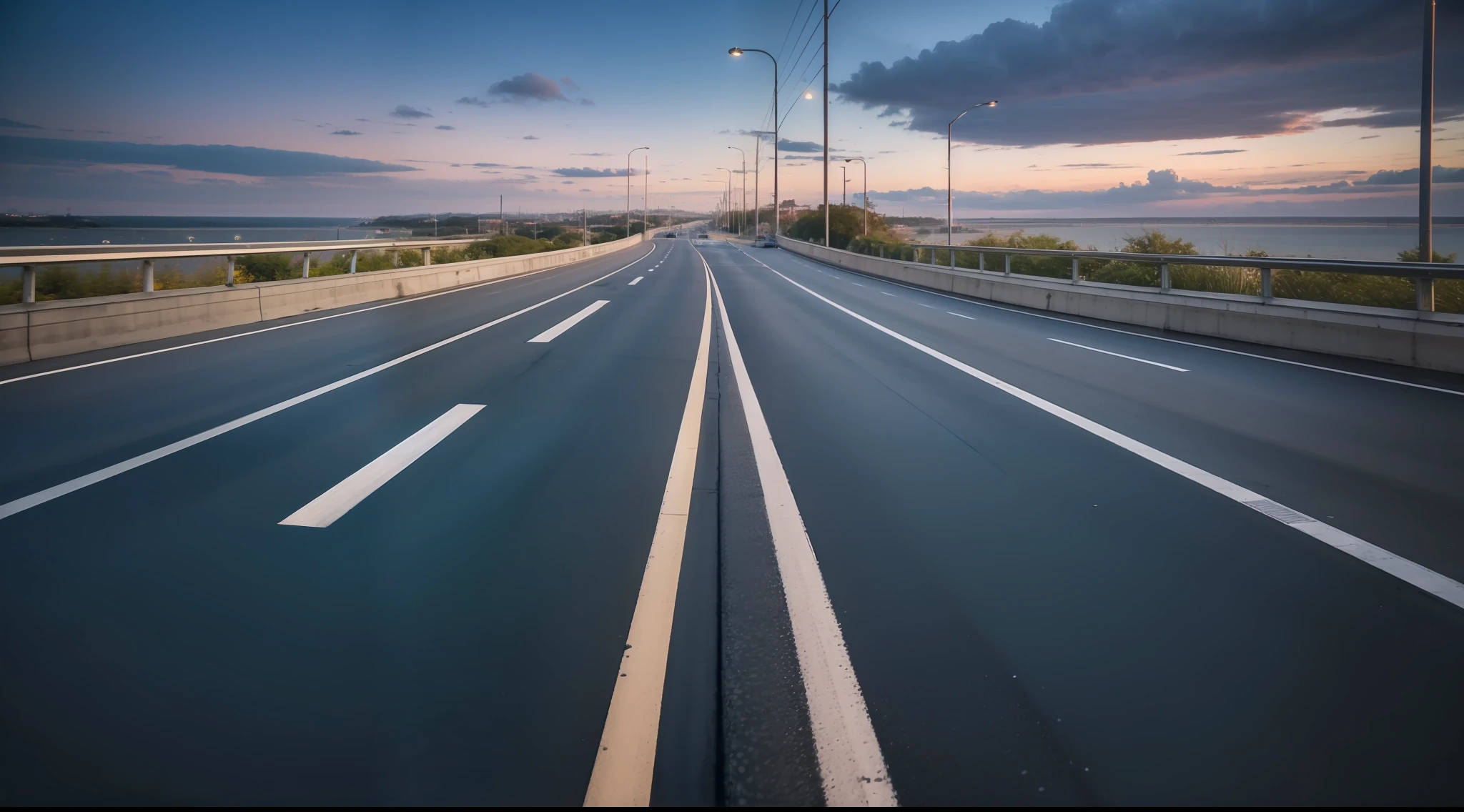 Future city scenic highway,Asphalt pavement,A close-up of a highway,Live photos,8K,Kodak,shutter inventory