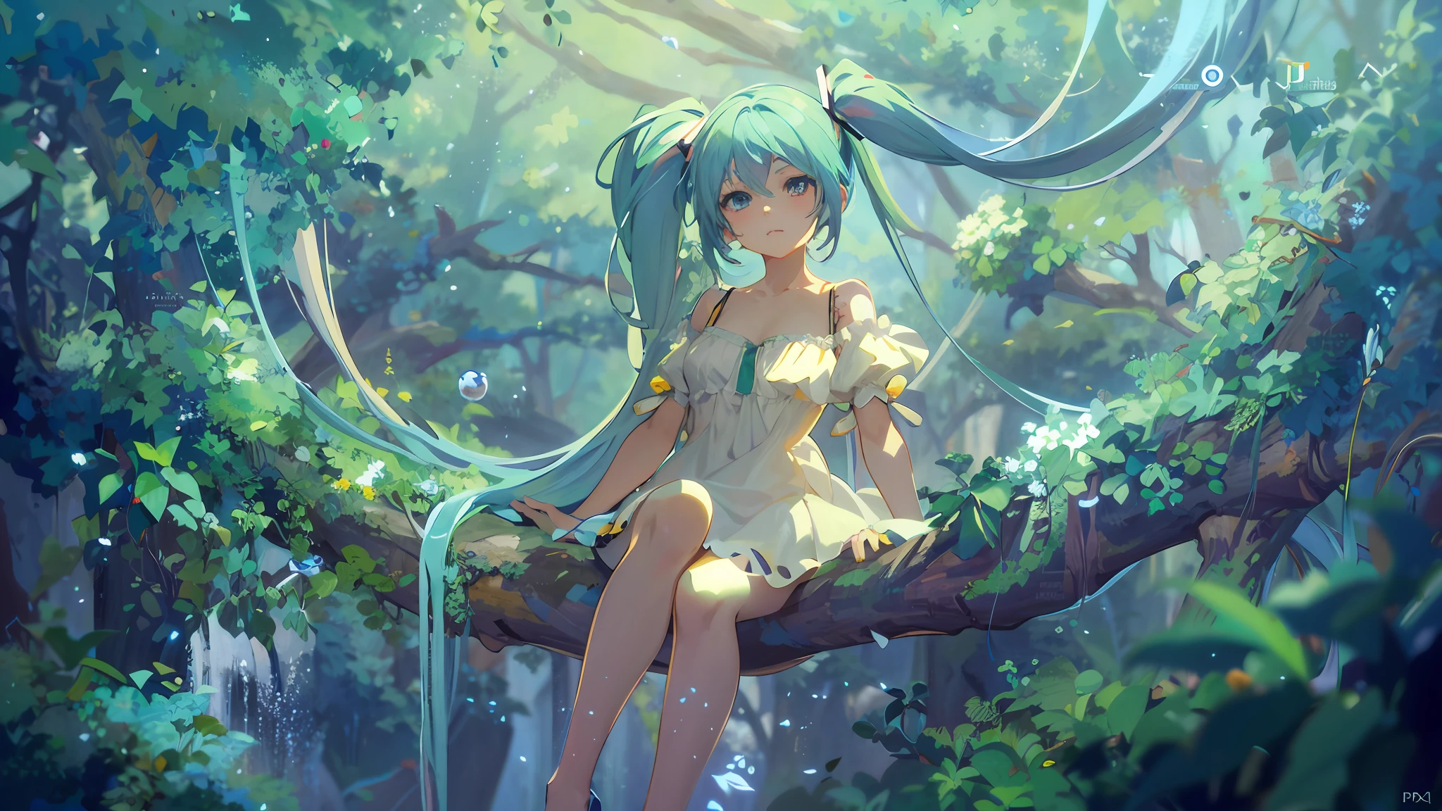 anime girl in a dress sitting on a tree branch, anime lush john 8k woods, anime styled digital art, Digital art on Pixiv, trending on artstation pixiv, Digital anime art, Portrait of Hatsune Miku, style of anime4 K, pixiv contest winner, Beautiful anime artwork, Anime art wallpaper 4k, Anime art wallpaper 8 K