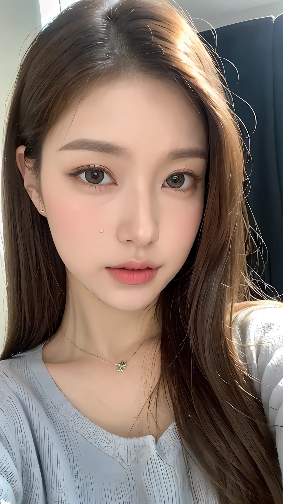 (realisitic、hight resolution:1.3)、1 girl with a perfect figure、Super thin face、length hair、Ultra color white、hugetits、Crying