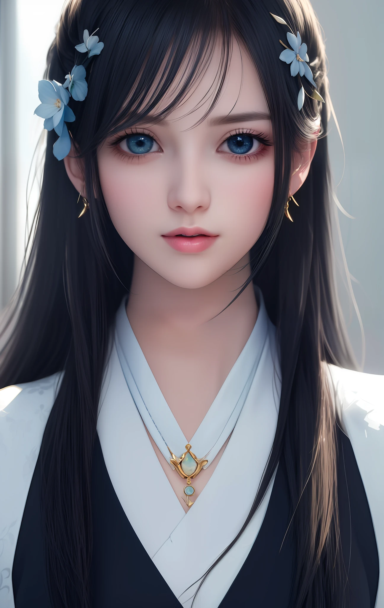 ulzzang -6500-v1.1, (Raw foto:1.2), (photorealisitc:1.4), animated cartoon、anime styled、ssmile、portraitures、Beautiful and moisturized blue eyes like clear glass、Beautiful detailed woman, extremely detailed eye and face, Beautiful detailed eyes, huge filesize, ultra-detailliert, hight resolution, highly detaile, beste-Qualit, masterpiece, illustratio, highly detaile, SVD, unification, 8 k wallpaper, splendid, finely detail, masterpiece, beste-Qualit, Highly detailed ticker uniform 8K wallpaper, Light on the Face、电影灯光、19-year-old girl