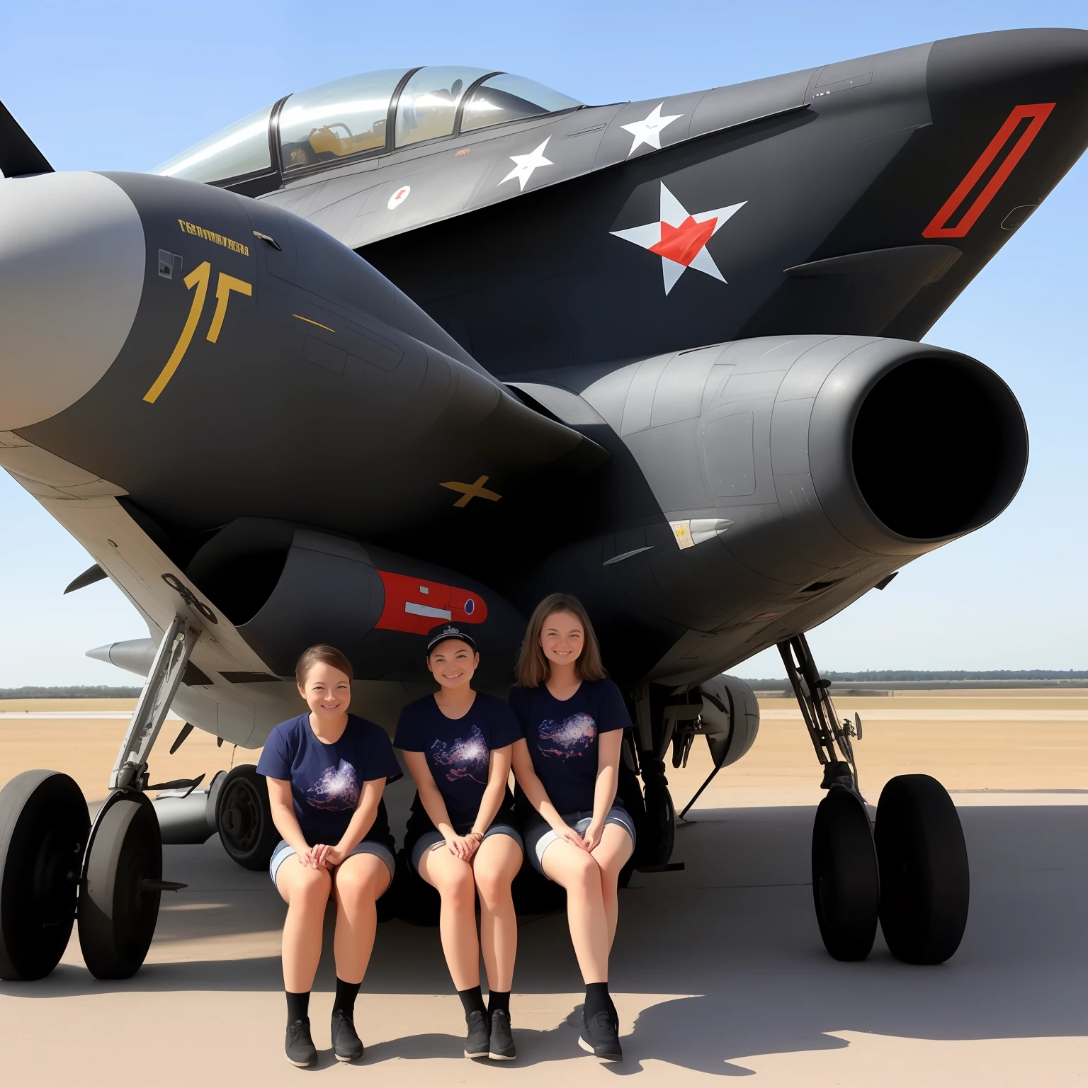 The Atomic Heart Twins lean against a Su-57