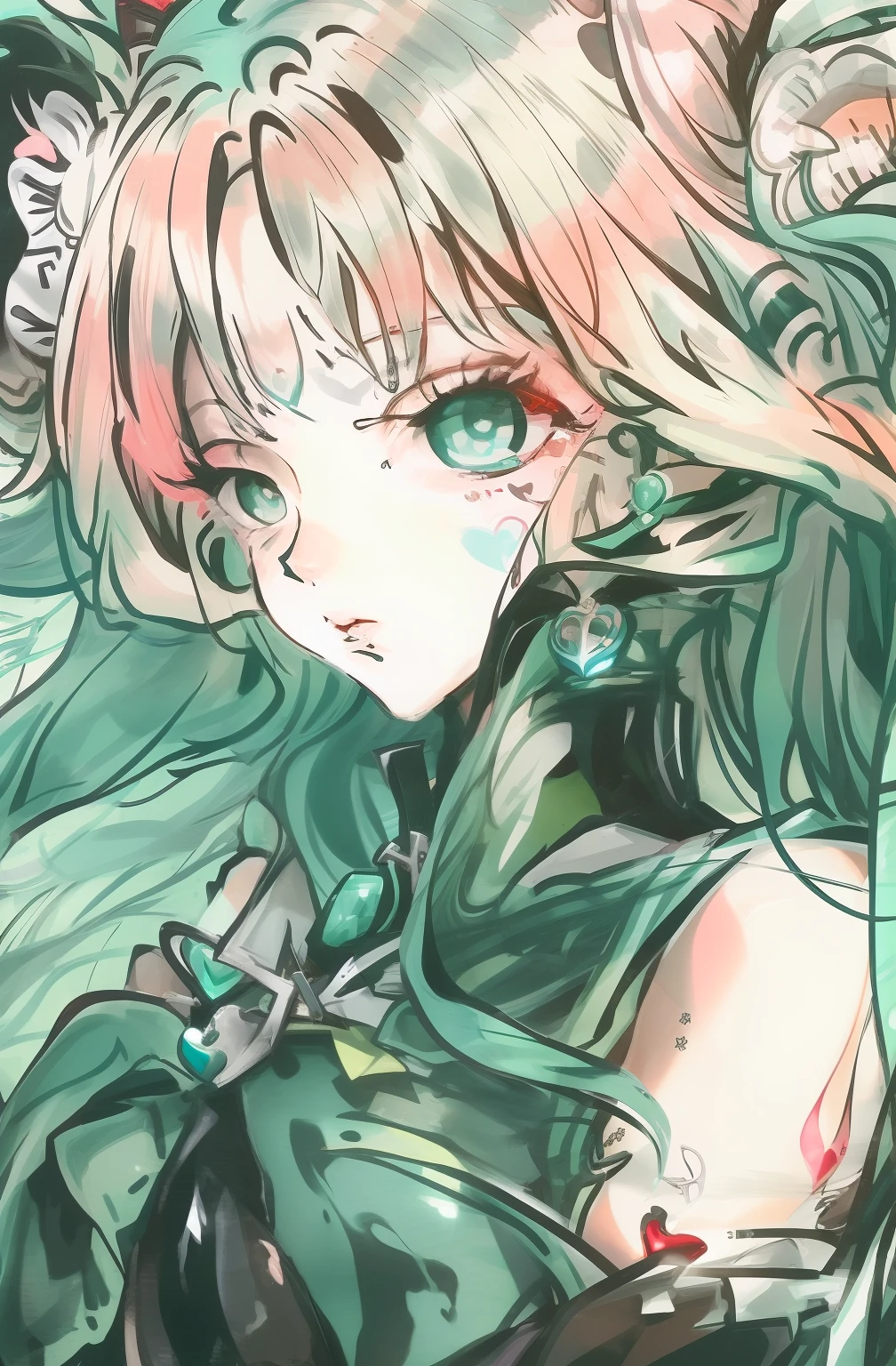 Sailor Neptune、Black latex、The appearance of evil、Tattoo of a heart、chastity belt