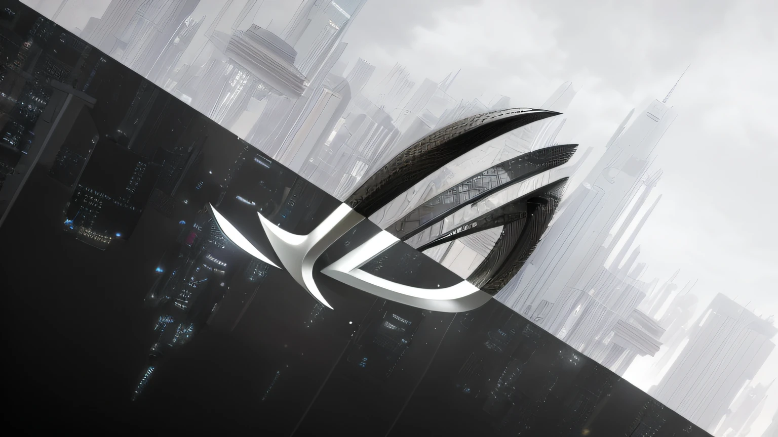 a close up of a futuristic city with a futuristic logo, artistation render, PC Wallpapers, zaha hadid octane highly render, tilt shift zaha hadid background, in style of zaha hadid architect, promotional render, nvidia promotional image, fractal design, inspired by Marek Okon, rtx reflections, in style of zaha hadid, zaha hadid style architecture, extreme render, stylized stl --auto