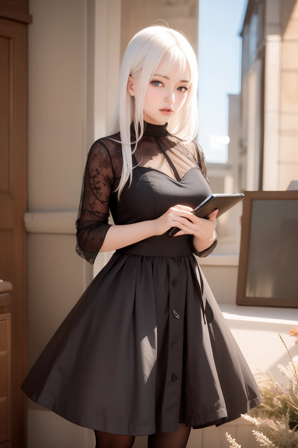 White-haired beautiful girl