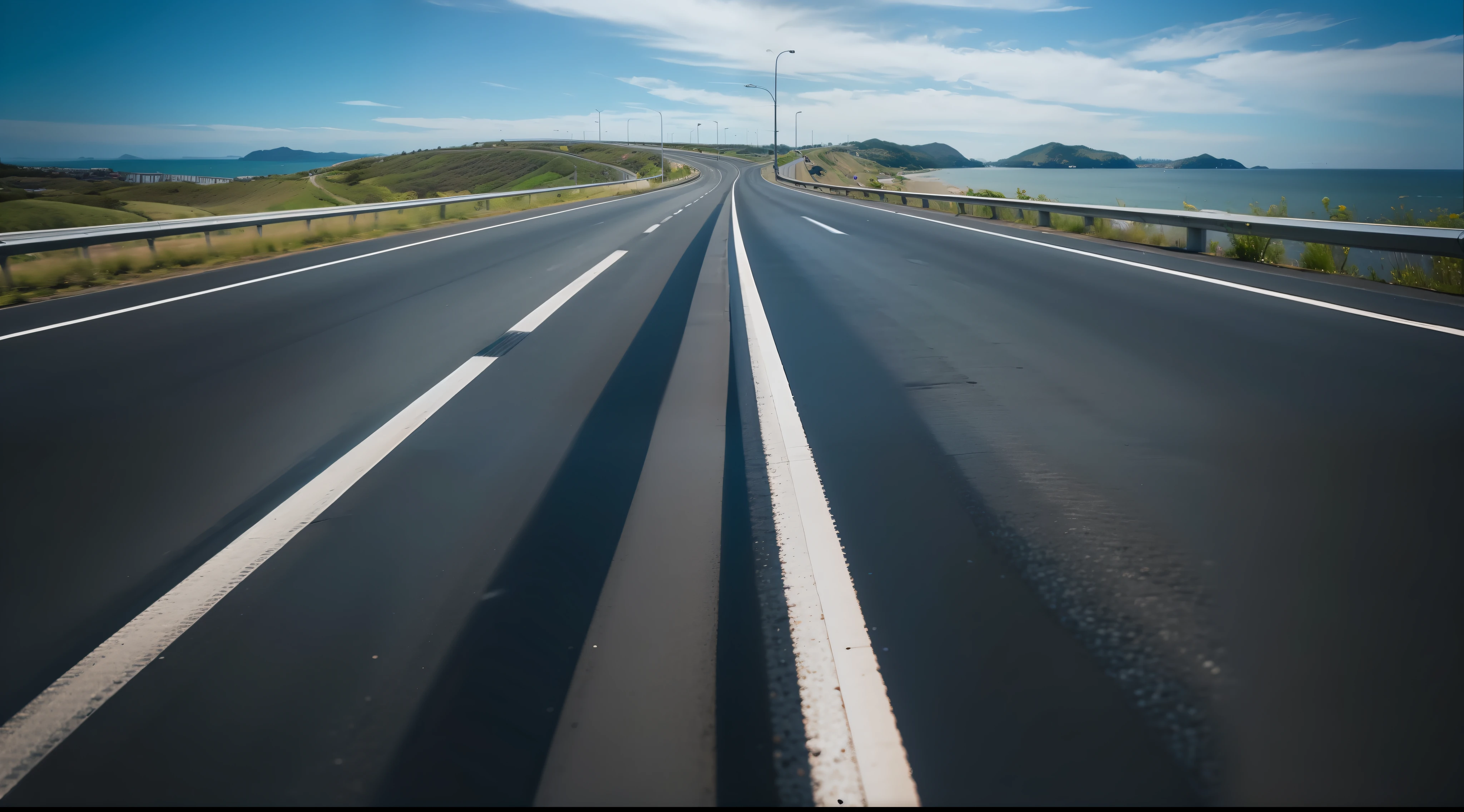 Future city scenic highway,Asphalt pavement,A close-up of a highway,Live photos,8K,Kodak,shutter inventory