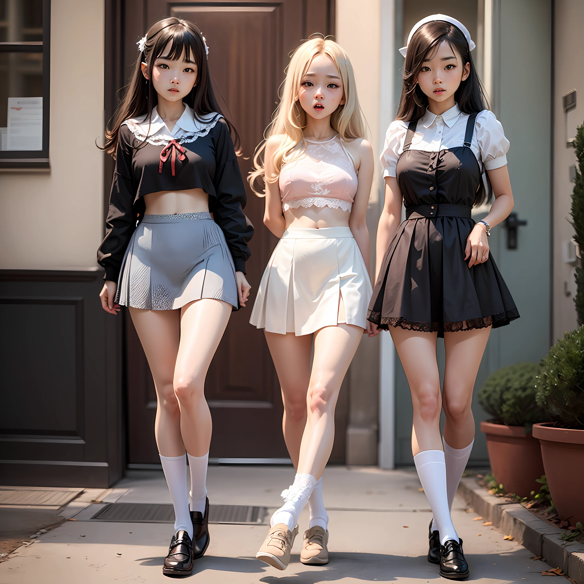 best quailty，A high resolution，，Kizi，Lolita skirt，reveal panties，Wear white lace socks，cuteexpression， --auto