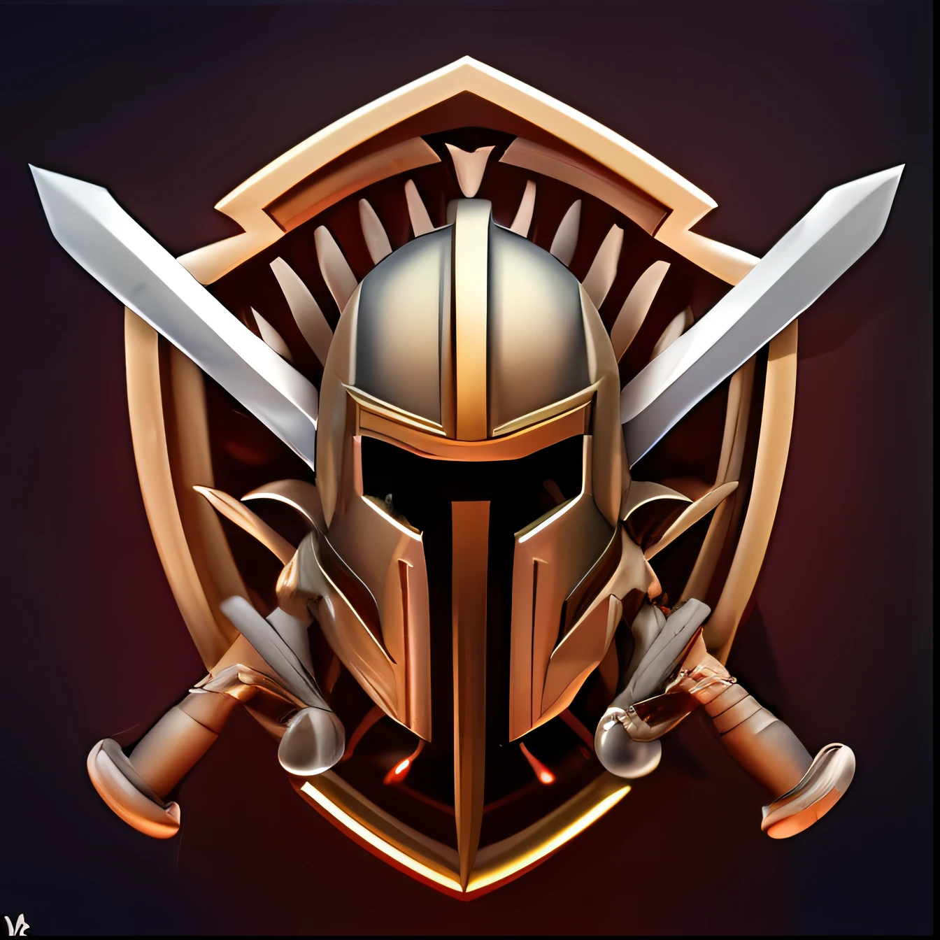 um close up de um capacete com duas espadas em um escudo, Forhonorgame, epic legends game icon, 3 d icon for mobile game, Logotipo esportivo, perfect factions, Directed by: Kristian Kreković, imagem do avatar, game icon stylized, Directed by: Aleksander Kobzdej, age of empires, Directed by: Mario Dubsky, logotipo do jogo, game icon