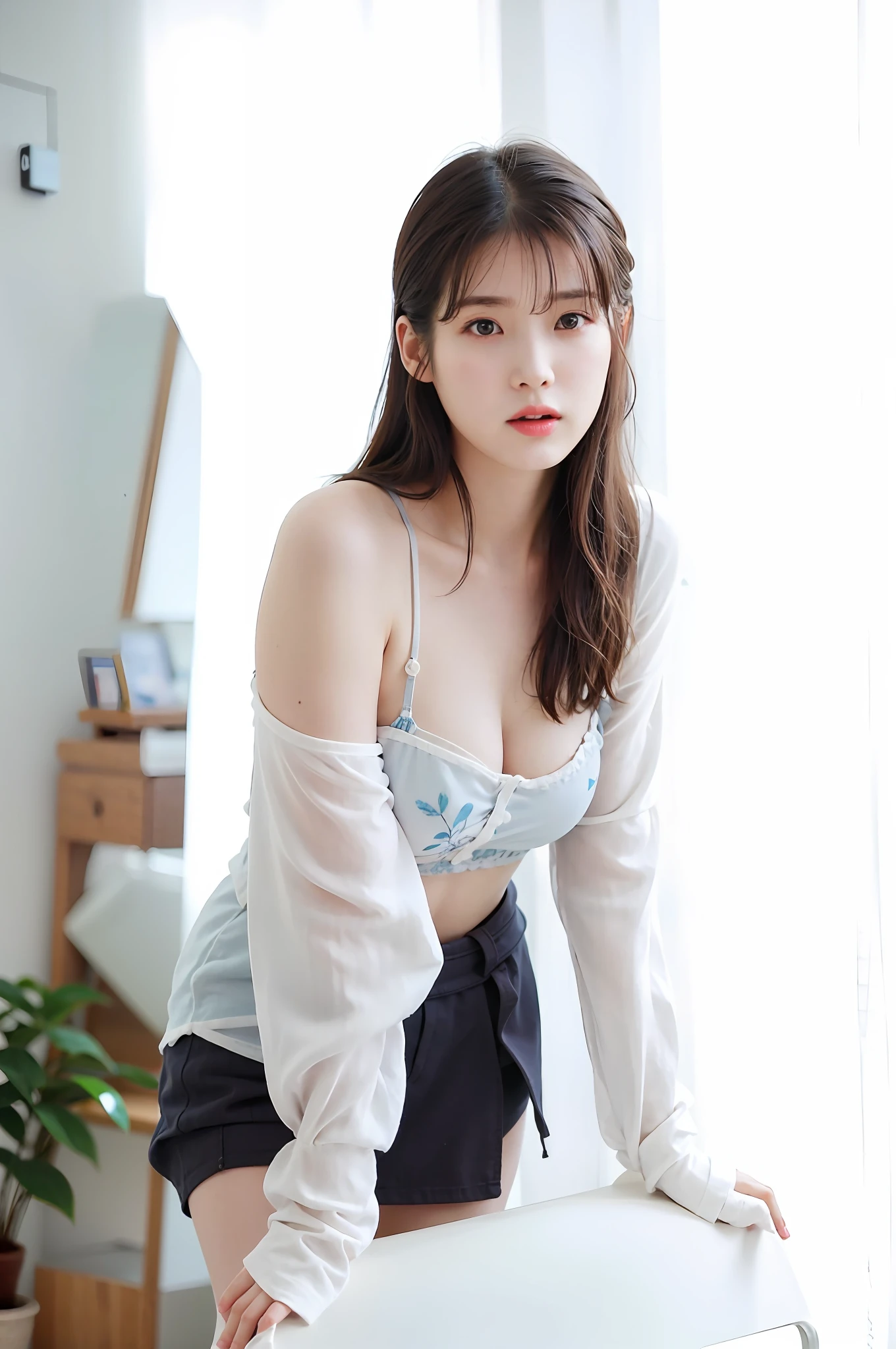there is a woman that is posing in front of a mirror, beautiful asian girl, realistic young gravure idol, young pretty gravure idol, young sensual gravure idol, japanese model, young asian girl, young gravure idol, young and cute girl, gorgeous chinese model, korean girl, beautiful south korean woman, gorgeous young korean woman, asian girl, sexy girl, iu1, lee ji-eun