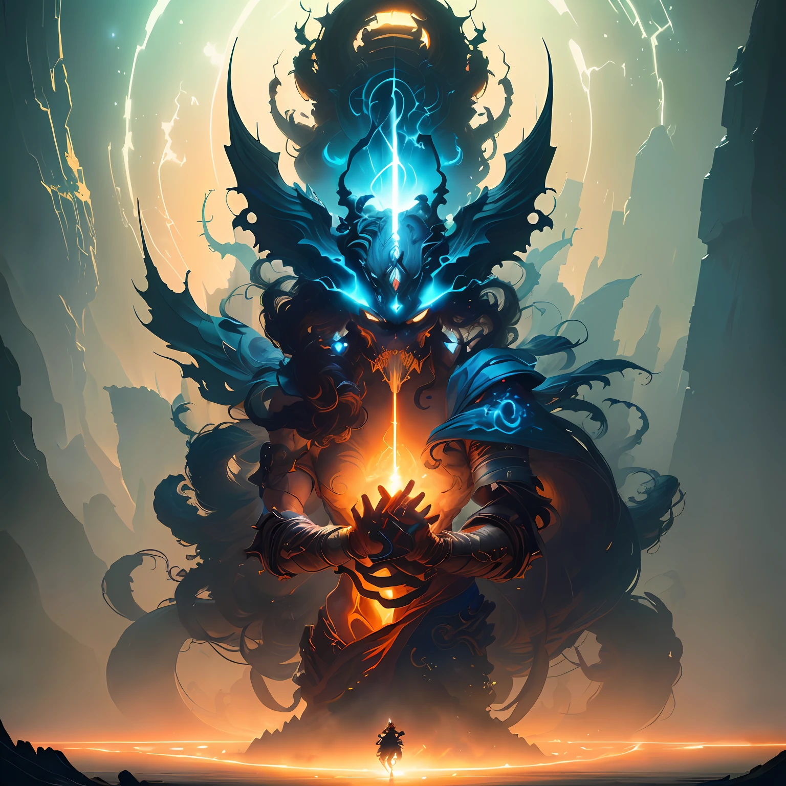 son goku,Big battlefield,Confrontation with demons,high-level,The picture is strong,