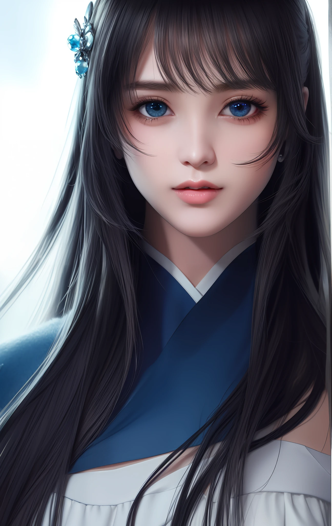ulzzang -6500-v1.1, (photorealisitc:1.4), animated cartoon、anime styled、ssmile、portraitures、Beautiful and moisturized blue eyes like clear glass、Beautiful detailed woman, extremely detailed eye and face, Beautiful detailed eyes, huge filesize, ultra-detailliert, hight resolution, highly detaile, beste-Qualit, masterpiece, illustratio, highly detaile, SVD, unification, 8 k wallpaper, splendid, finely detail, masterpiece, beste-Qualit, Highly detailed ticker uniform 8K wallpaper, Light on the Face、电影灯光、19-year-old girl