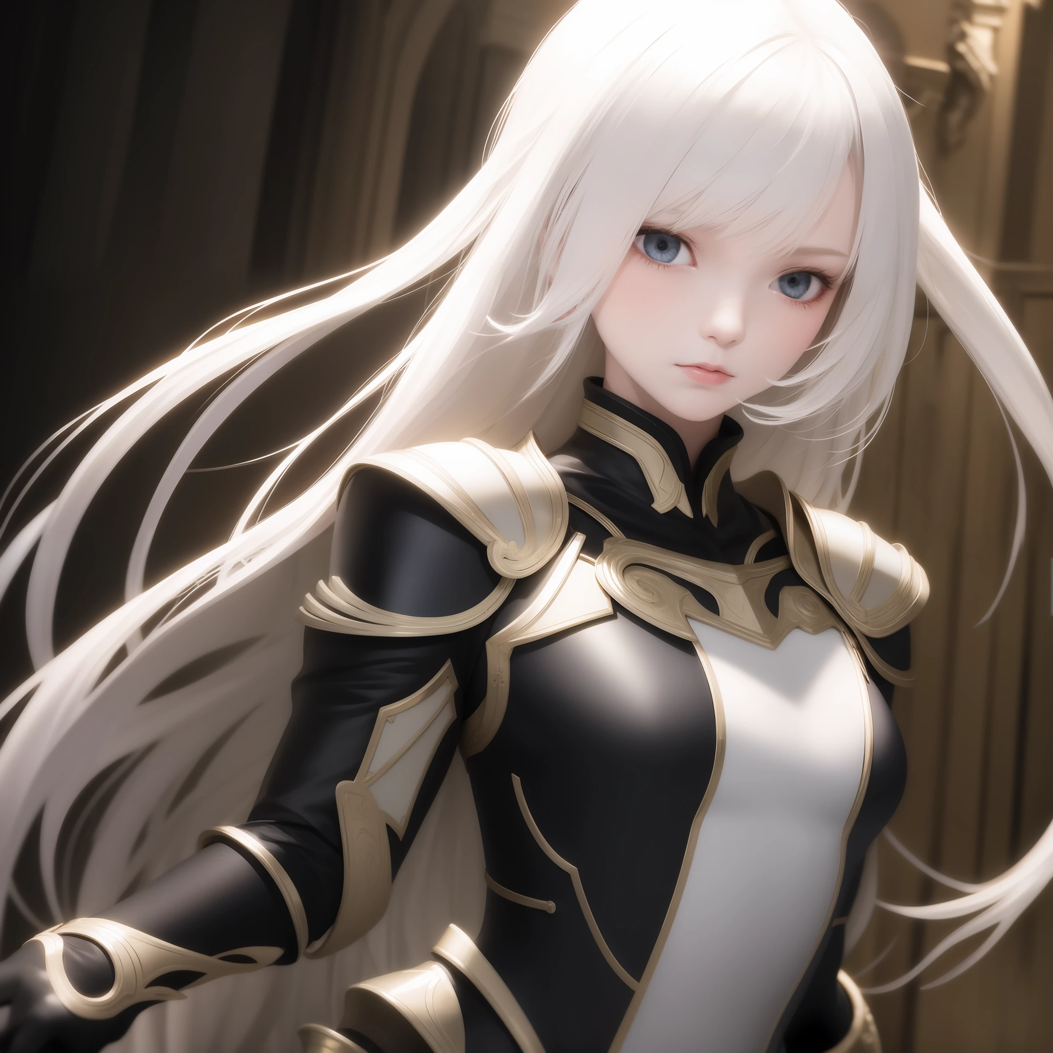 white colors,length hair,photorealestic,armour