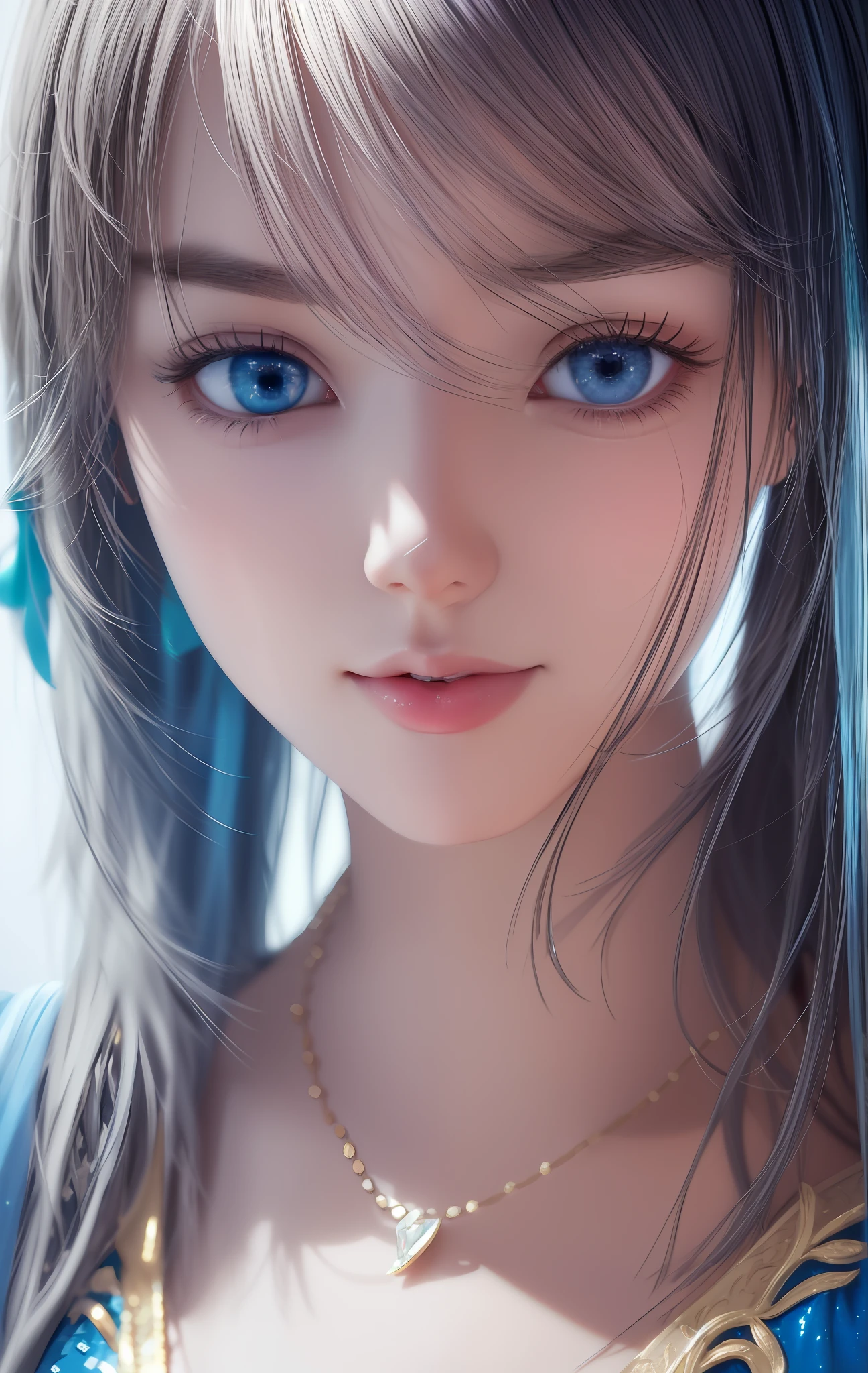 ulzzang -6500-v1.1, (photorealisitc:1.4), animated cartoon、anime styled、ssmile、portraitures、Beautiful and moisturized blue eyes like clear glass、Beautiful detailed woman, extremely detailed eye and face, Beautiful detailed eyes,  huge filesize, ultra-detailliert, hight resolution, highly detaile, beste-Qualit, ​masterpiece,  illustratio, highly detaile, SVD, unification, 8 k wallpaper, splendid, finely detail, ​masterpiece, beste-Qualit, Highly detailed ticker uniform 8K wallpaper, Light on the Face、电影灯光、19-year-old girl