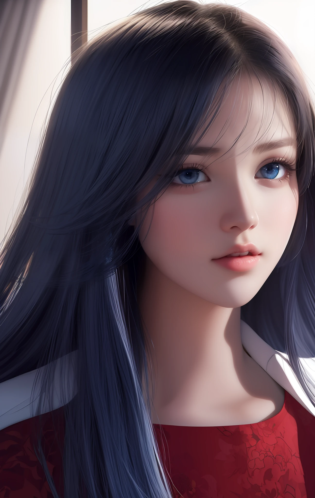 ulzzang -6500-v1.1, (photorealisitc:1.4), animated cartoon、anime styled、ssmile、portraitures、Beautiful and moisturized blue eyes like clear glass、Beautiful detailed woman, extremely detailed eye and face, Beautiful detailed eyes,  huge filesize, ultra-detailliert, hight resolution, highly detaile, beste-Qualit, ​masterpiece,  illustratio, highly detaile, SVD, unification, 8 k wallpaper, splendid, finely detail, ​masterpiece, beste-Qualit, Highly detailed ticker uniform 8K wallpaper, Light on the Face、电影灯光、19-year-old girl