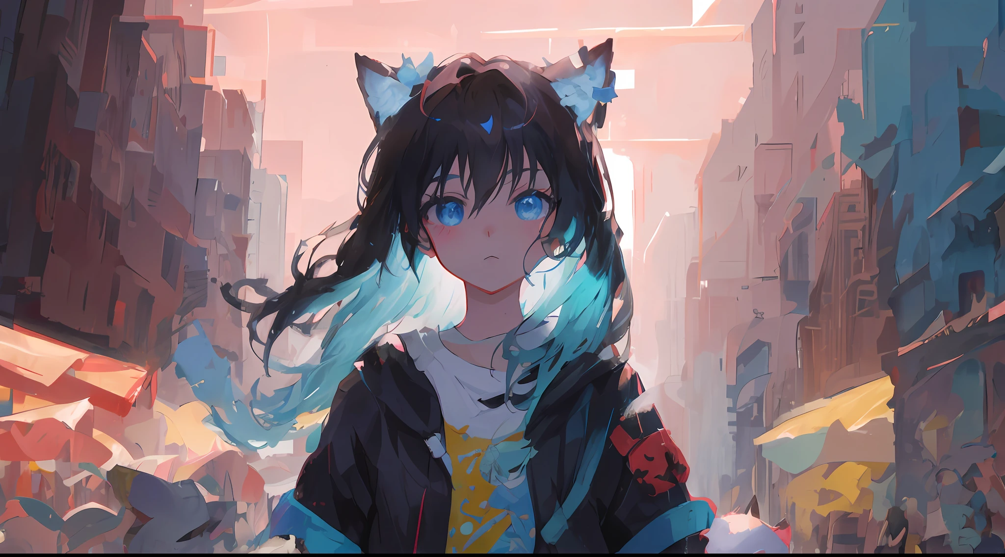 anime girl with blue eyes and cat ears in a city, style of anime4 K, beautiful anime catgirl, Anime style. 8K, Guviz-style artwork, anime catgirl, cute anime catgirl, anime girl with cat ears, Very beautiful anime cat girl, Anime art wallpaper 8 K, Anime art wallpaper 4k, Anime art wallpaper 4 K