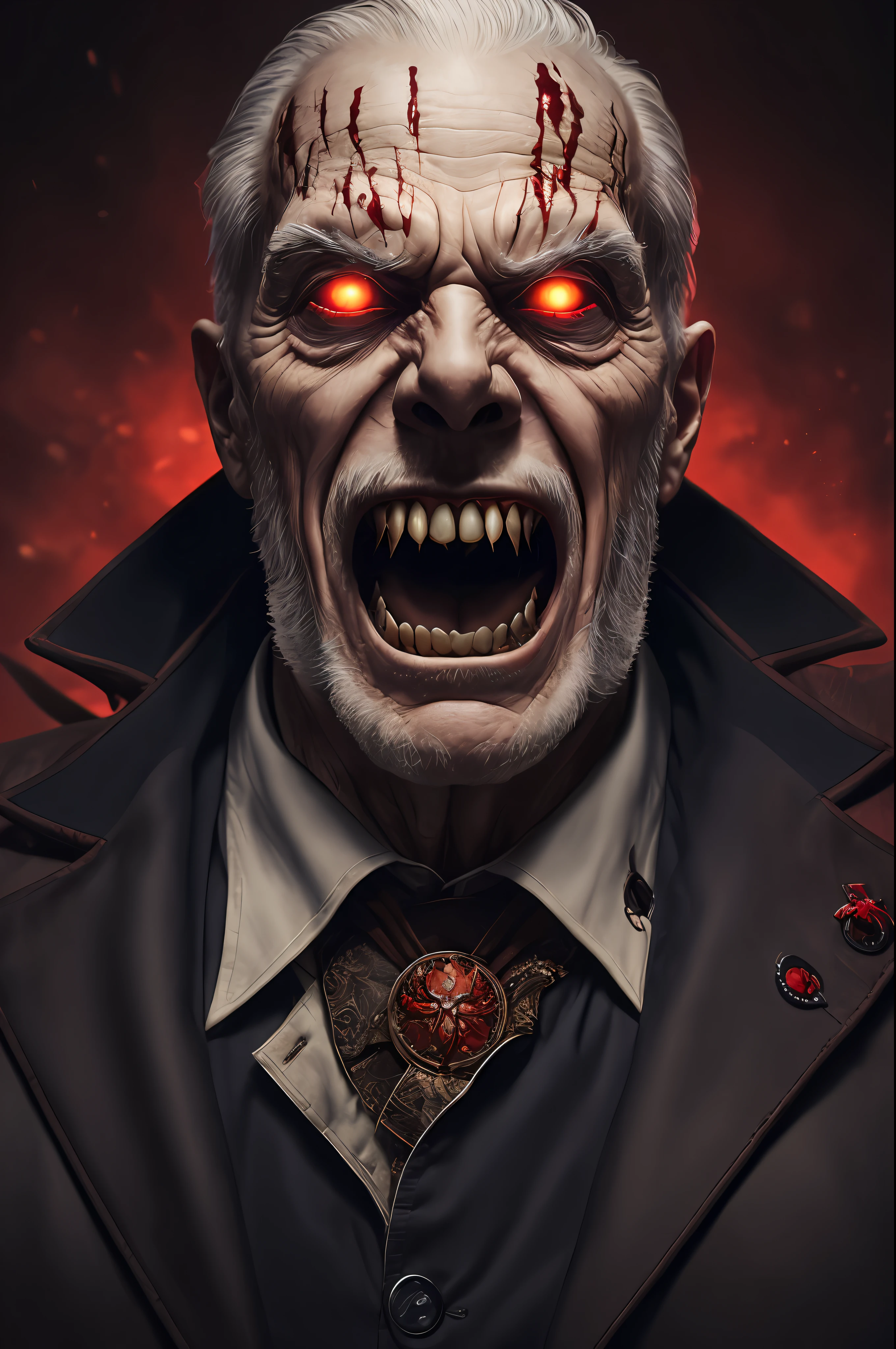 (extremely detailed 8k wallpaper), a medium photo of a terrifying vampire fearing elder, complex, highly detailed, and full of drama