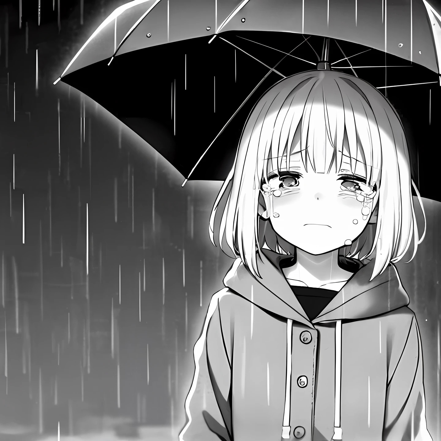 black and white age crying heavy rain blurred background umbrella sad depression
