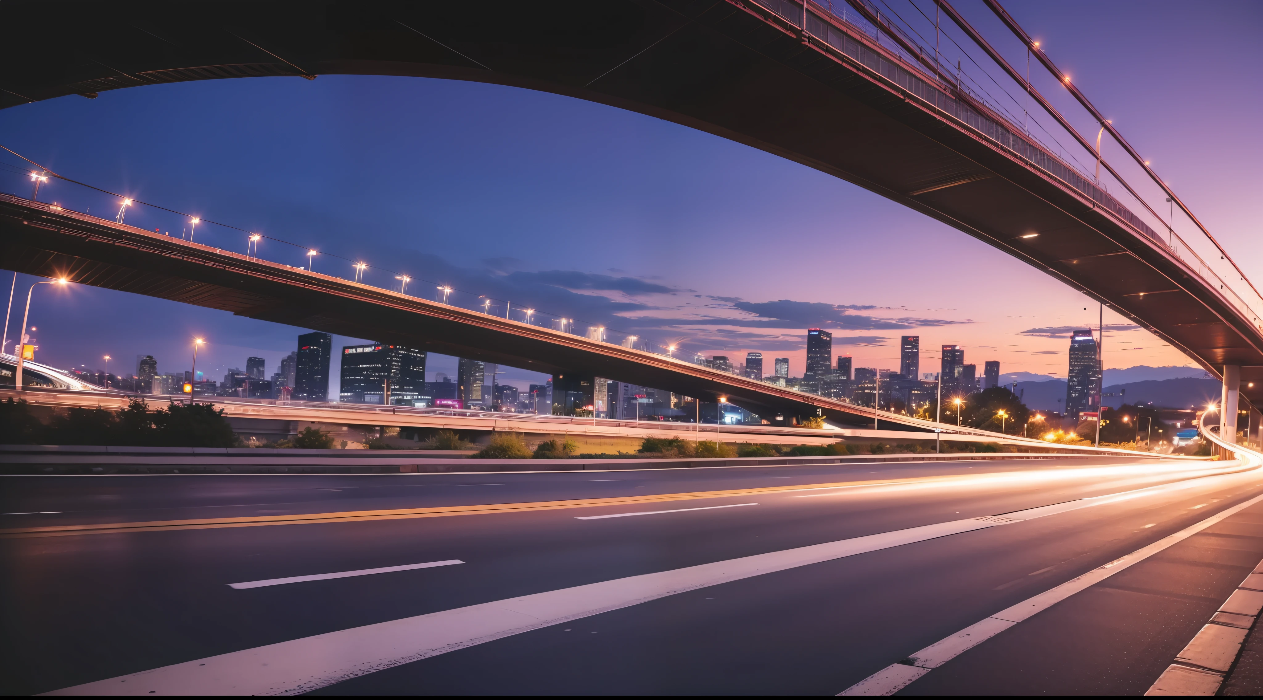 Future city scenic highway，A close-up of a highway，Live photos，8K，Kodak，shutter inventory