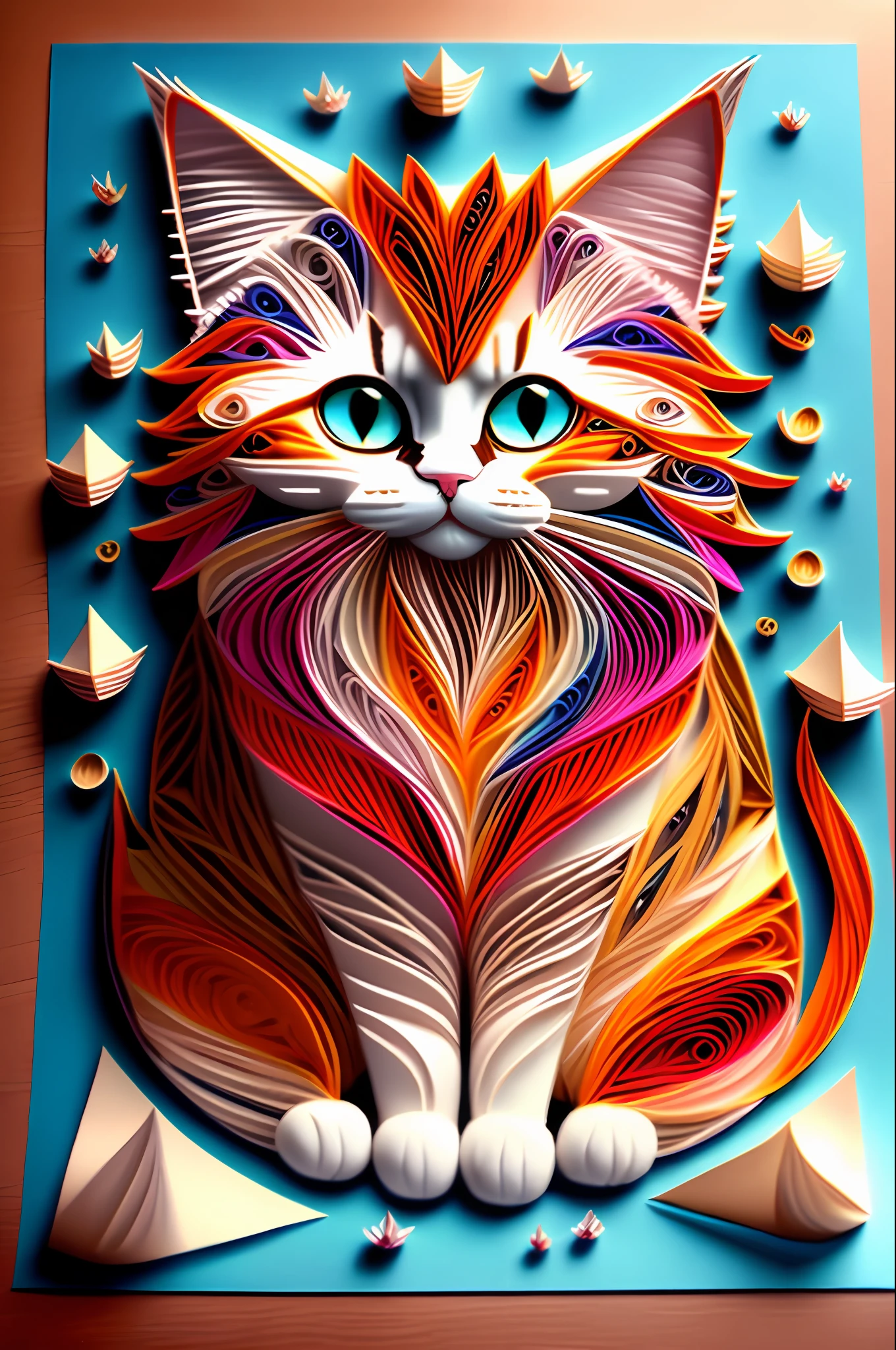 Long-haired cats, multi dimensional quilling paper, Artistically, tchibi,
yang08k,beatifull,Colorful,
tmasterpiece,Top Quality,hbest quality,offcial art,Beautiful and beautiful,((8k super realistic))